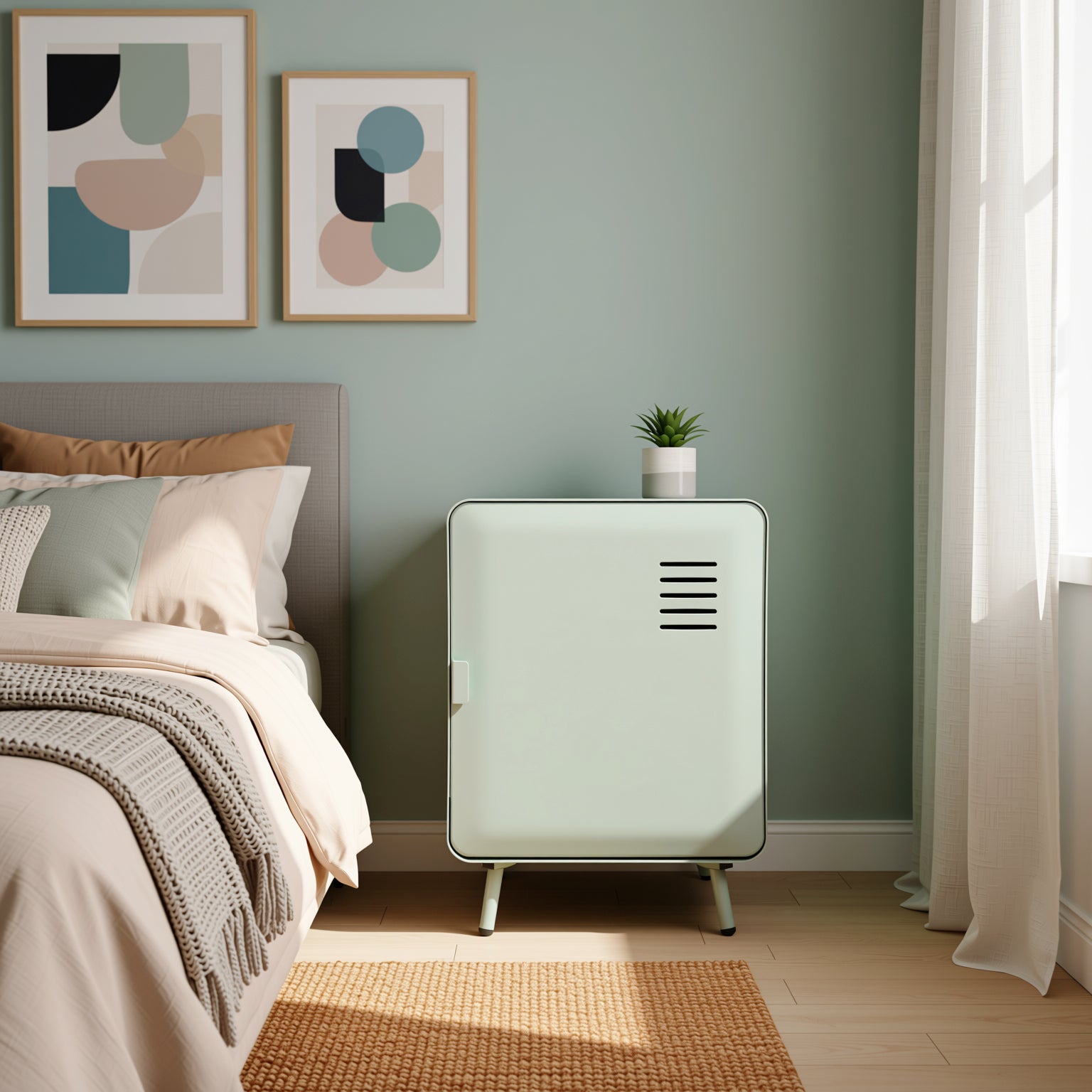 Ambergate 16“ Metal Nightstand with Ventilated Door and Storage Shelf