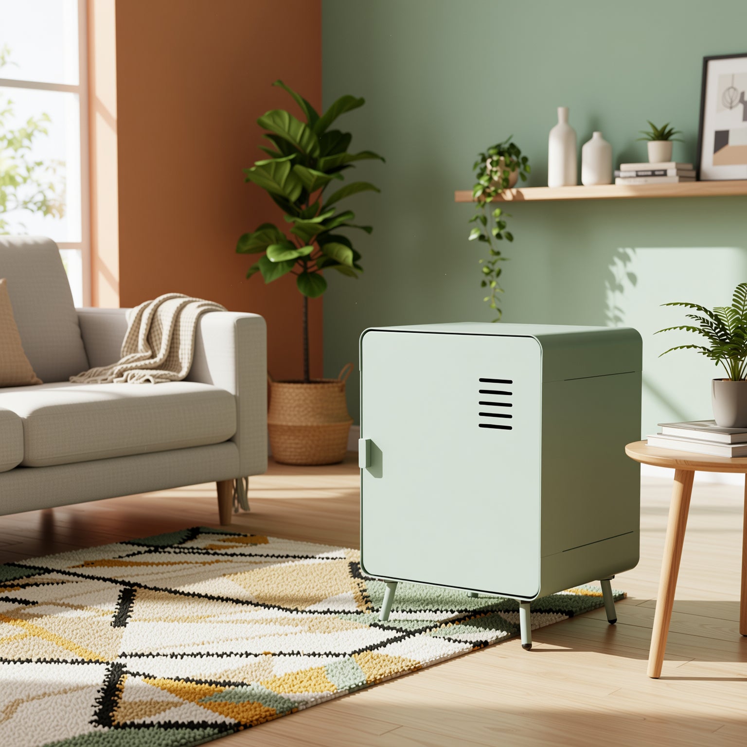 Ambergate 16“ Metal Nightstand with Ventilated Door and Storage Shelf