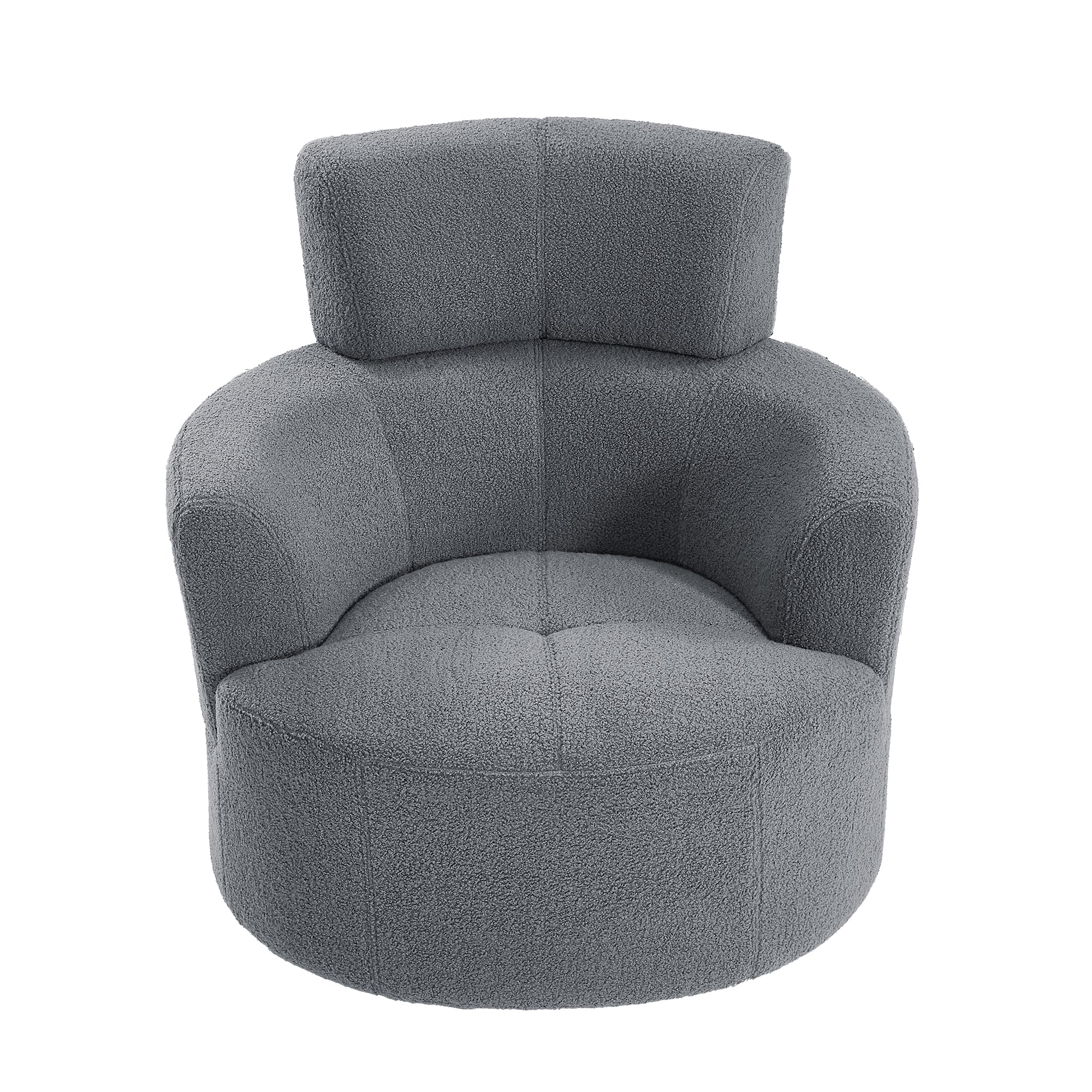 Cascade Boucle Swivel  Round Sofa Chair with Adjustable Headrest
