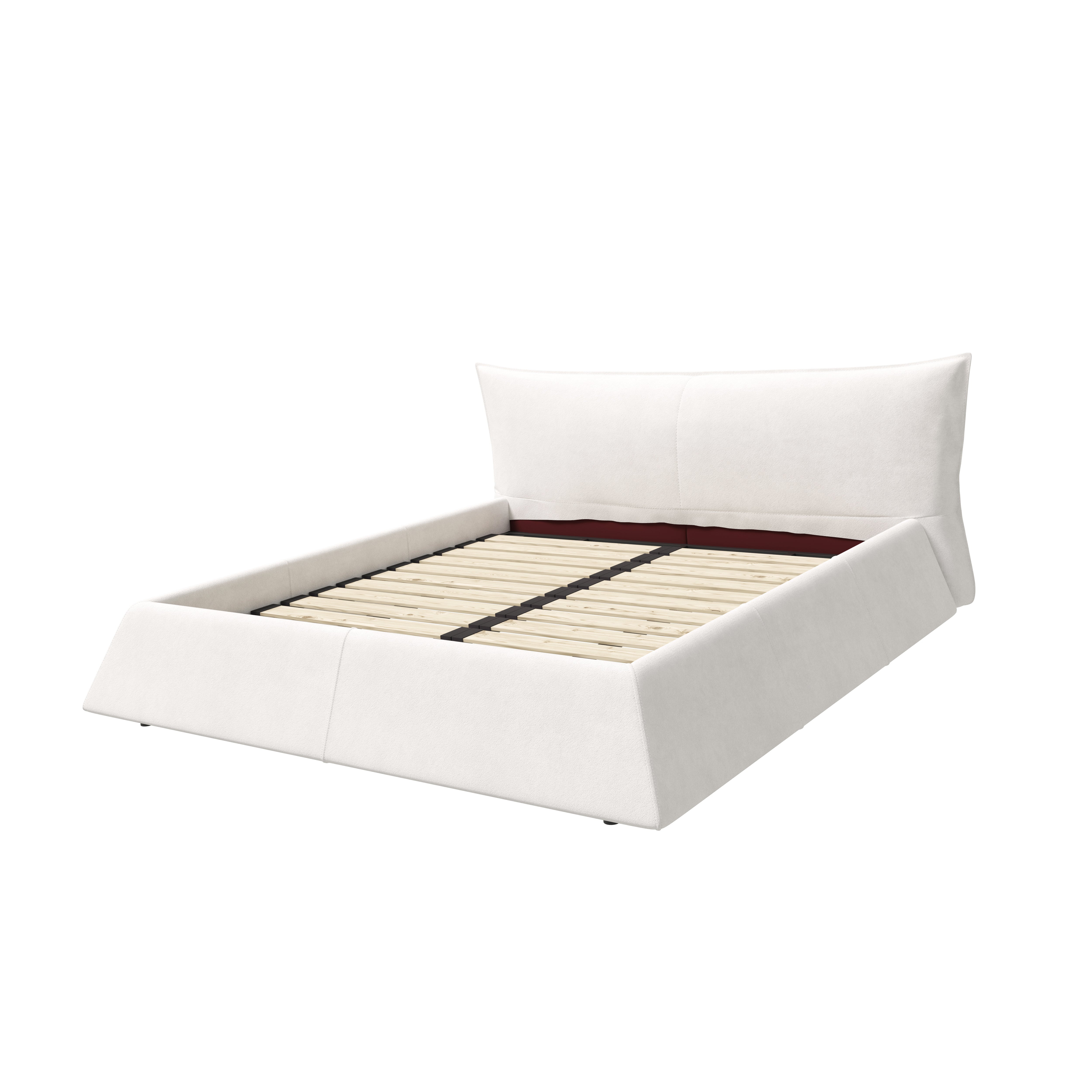 Boras Queen Size Upholstered Platform Bed with Special Shaped and Velvet Headboard