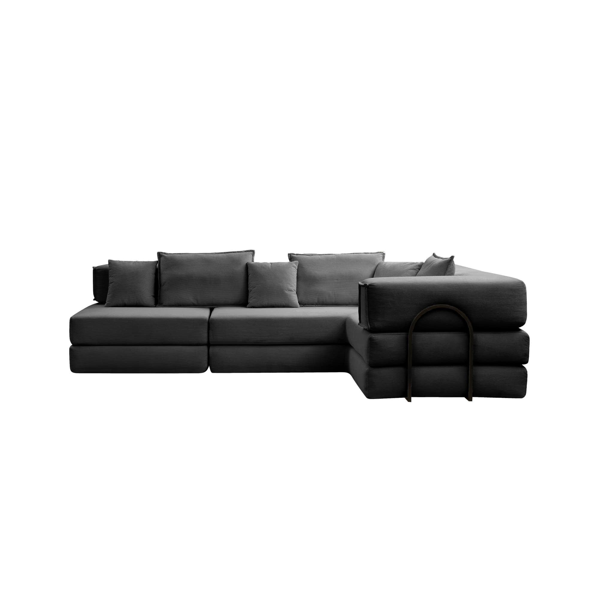 Abilene 118" Corduroy Convertible Modular L-Shaped Sectional Sofa with 6 Pillows