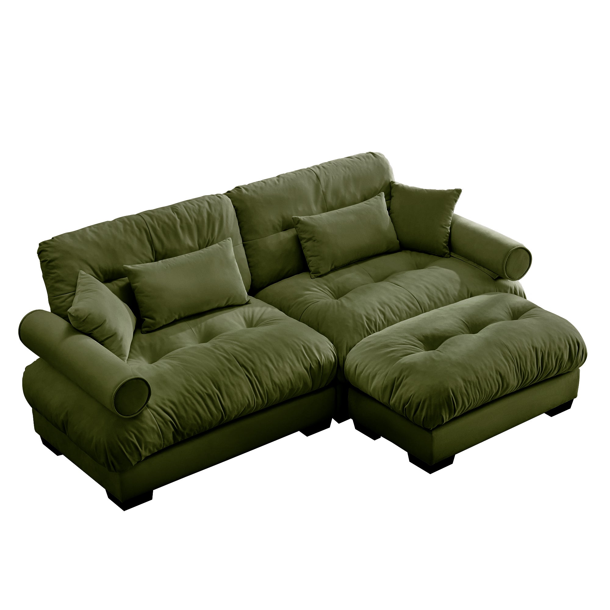 Napa 94” Modular Velvet Upholstered 2-Seater Sofa with Ottoman