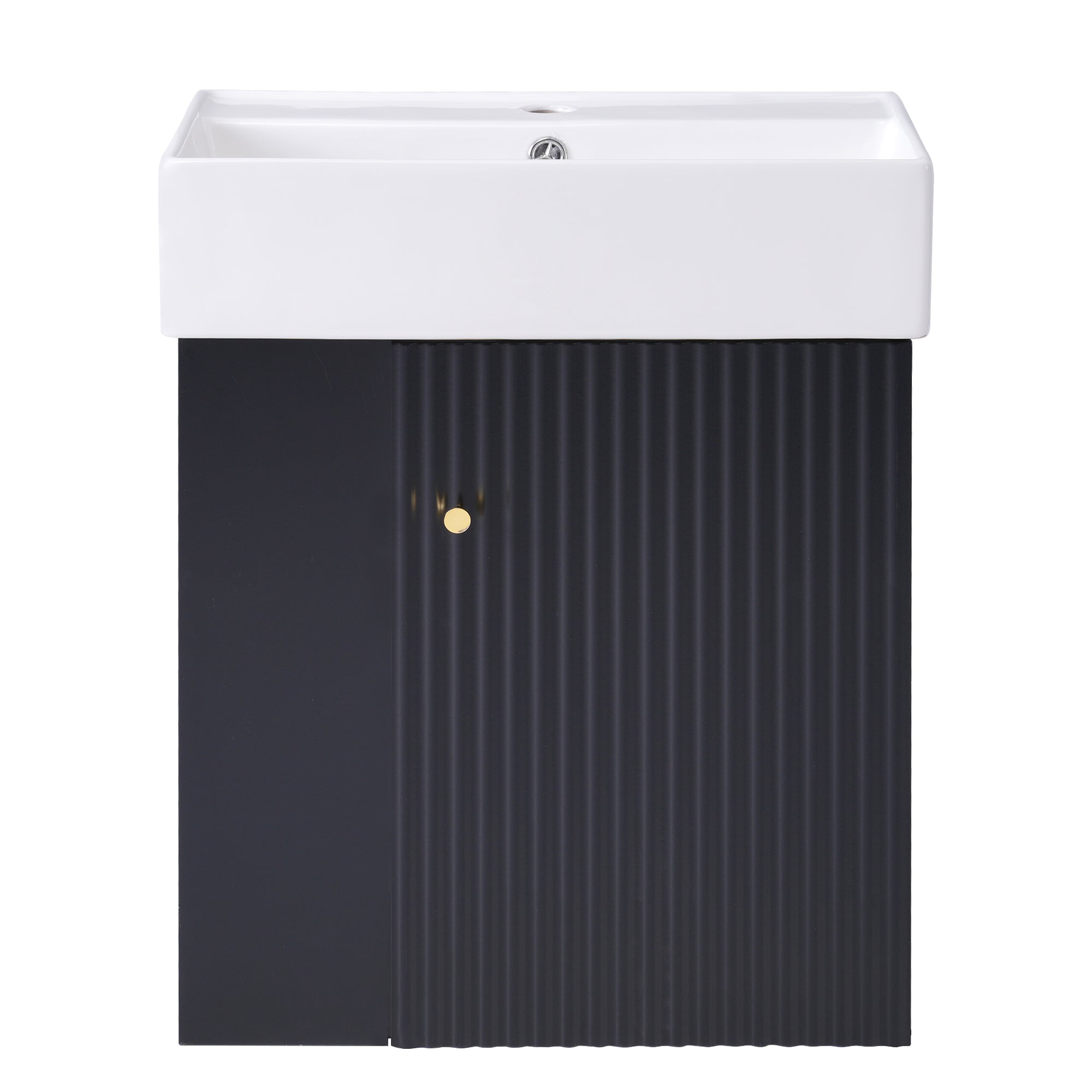 Ouray 21.6" Floating Bathroom Vanity with Ceramic Sink and Left-Side Open Shelves