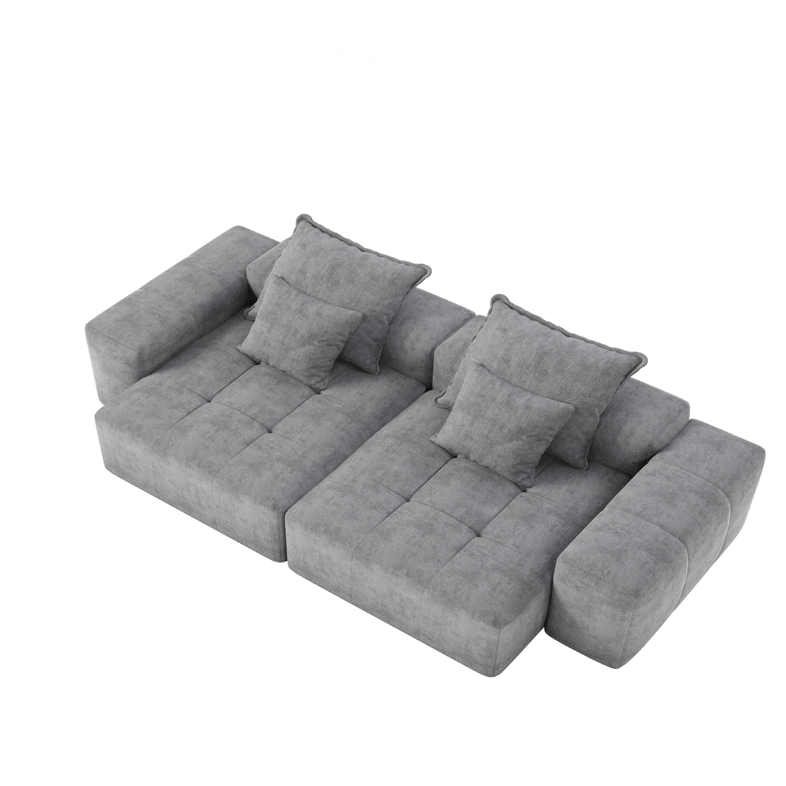 Denver 113" Oversized Chenille Tufted Modular Sectional Sofa with 4 Pillows and 2 Chaise Lounges