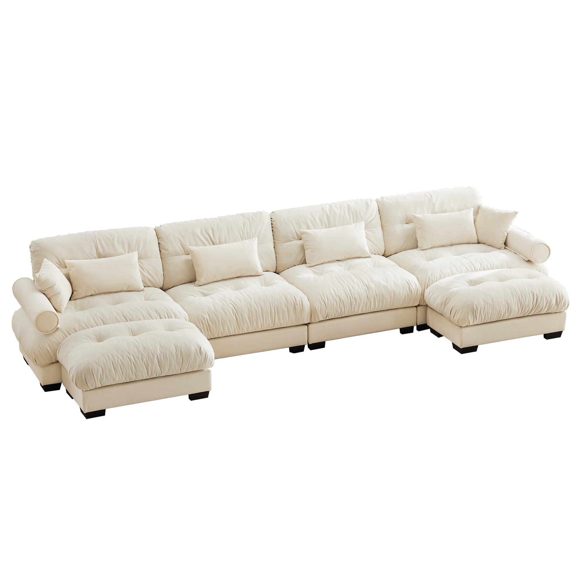 Napa 166" U-Shaped Modular Velvet Upholstered Sectional Sofa with 2 Movable Ottomans