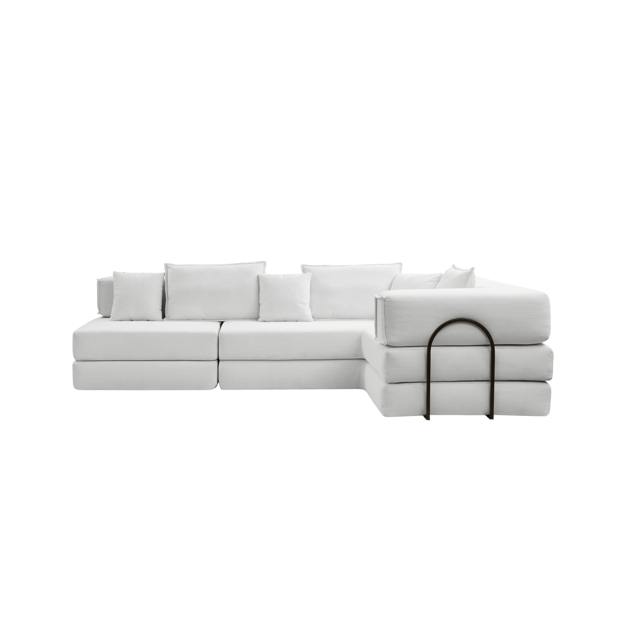 Abilene 118" Corduroy Convertible Modular L-Shaped Sectional Sofa with 6 Pillows