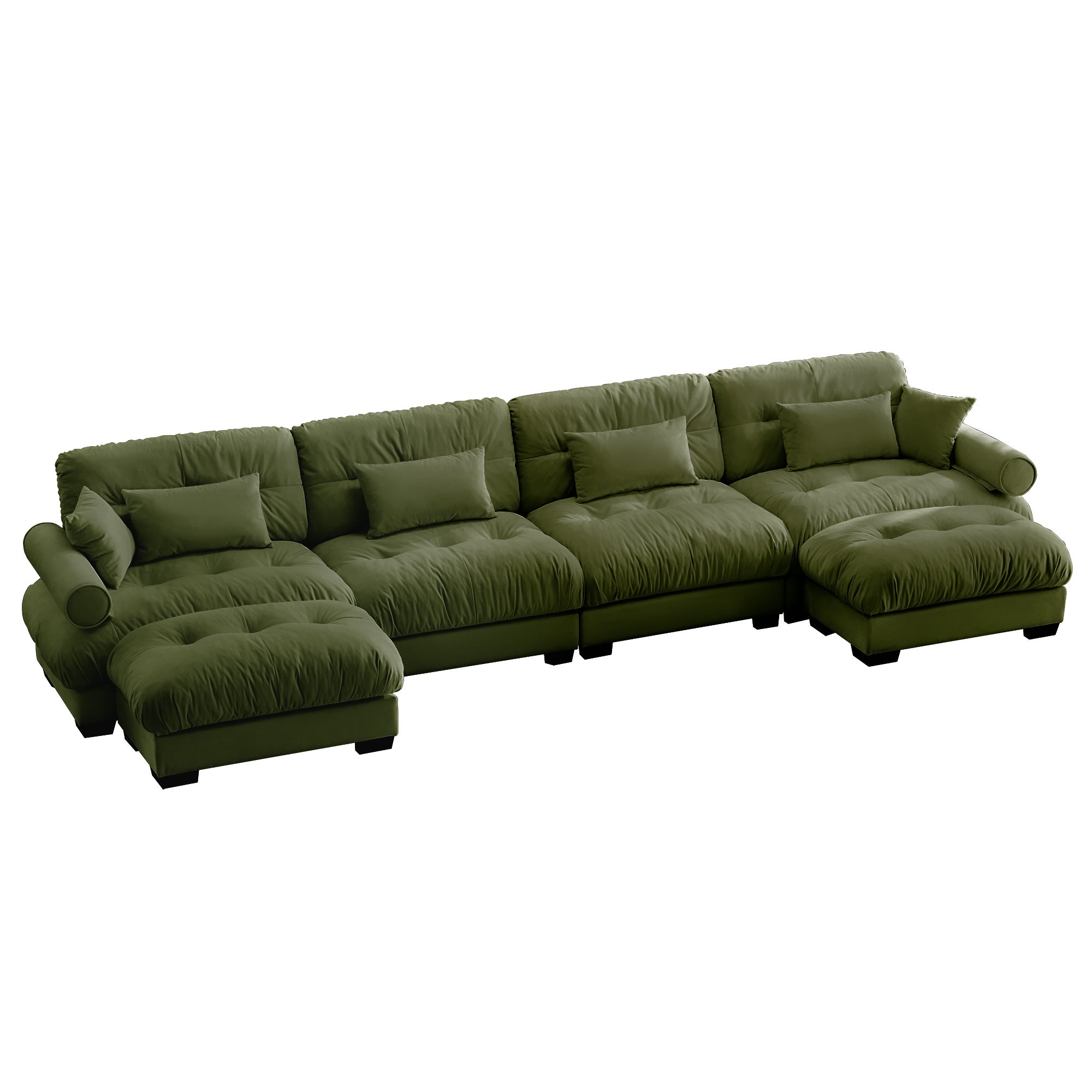 Napa 166" U-Shaped Modular Velvet Upholstered Sectional Sofa with 2 Movable Ottomans