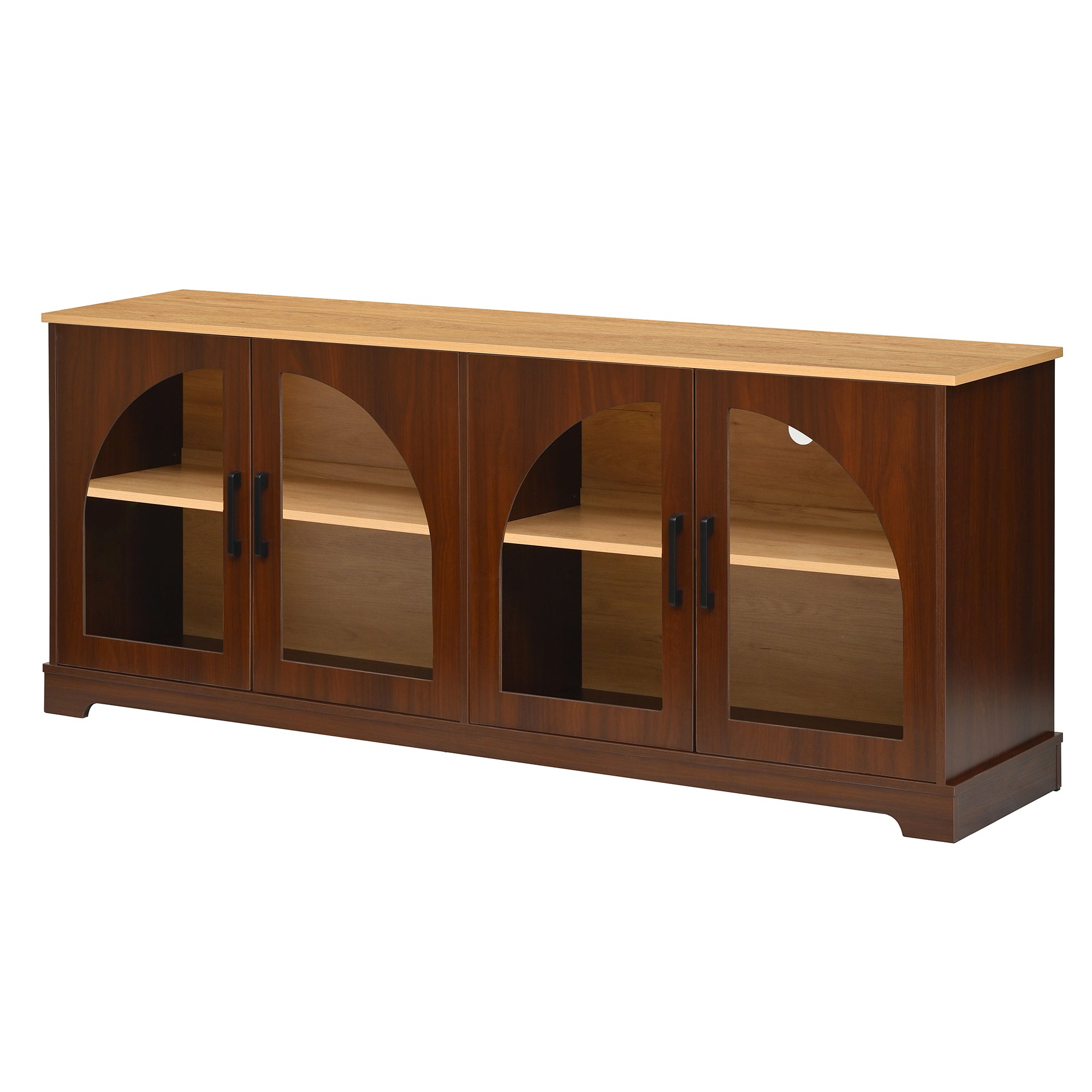 Spoleto 67" Arched Glass Door TV Stand Media Console with 4 Doors