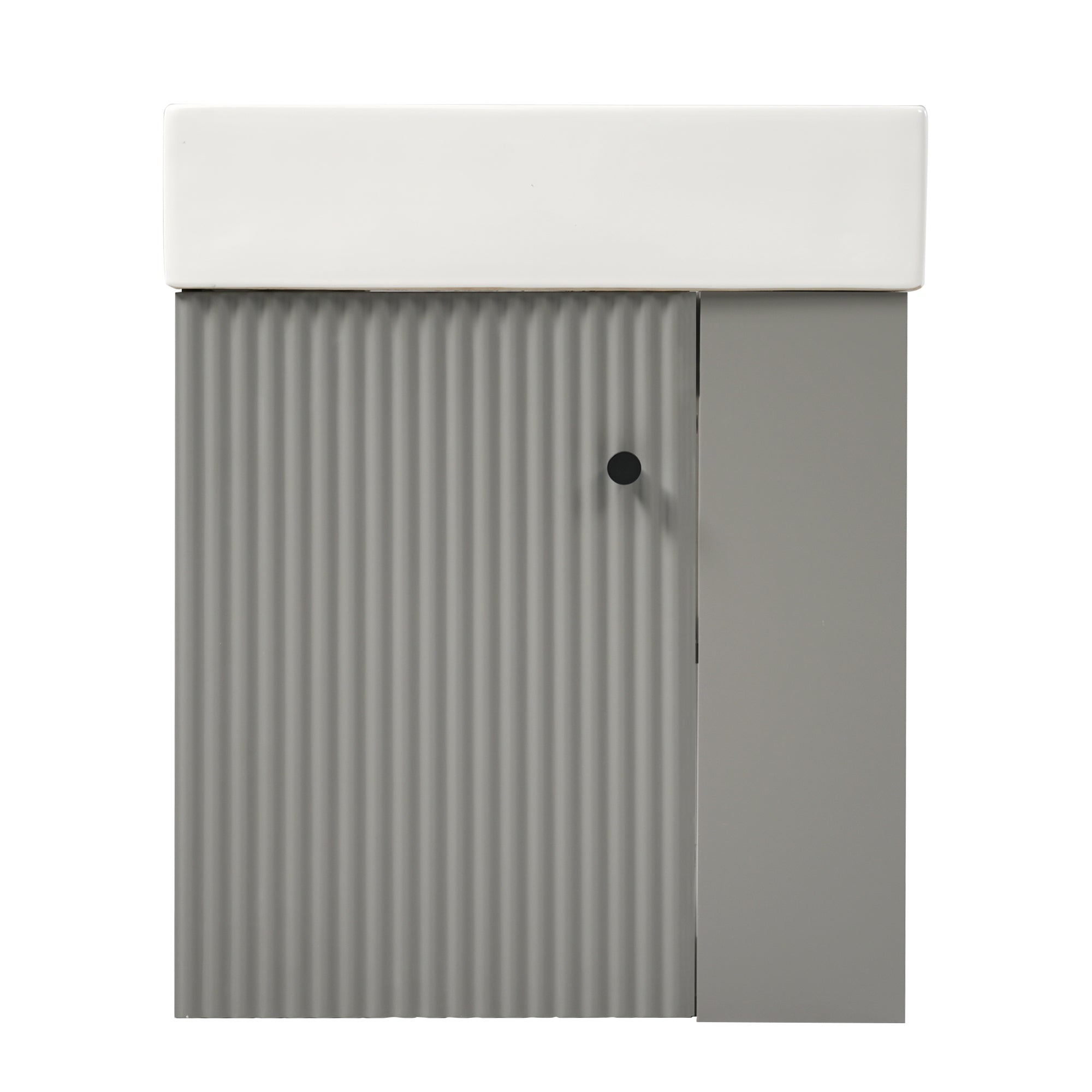 Ouray 21.6" Floating Bathroom Vanity with Ceramic Sink and Right-Side Open Shelves