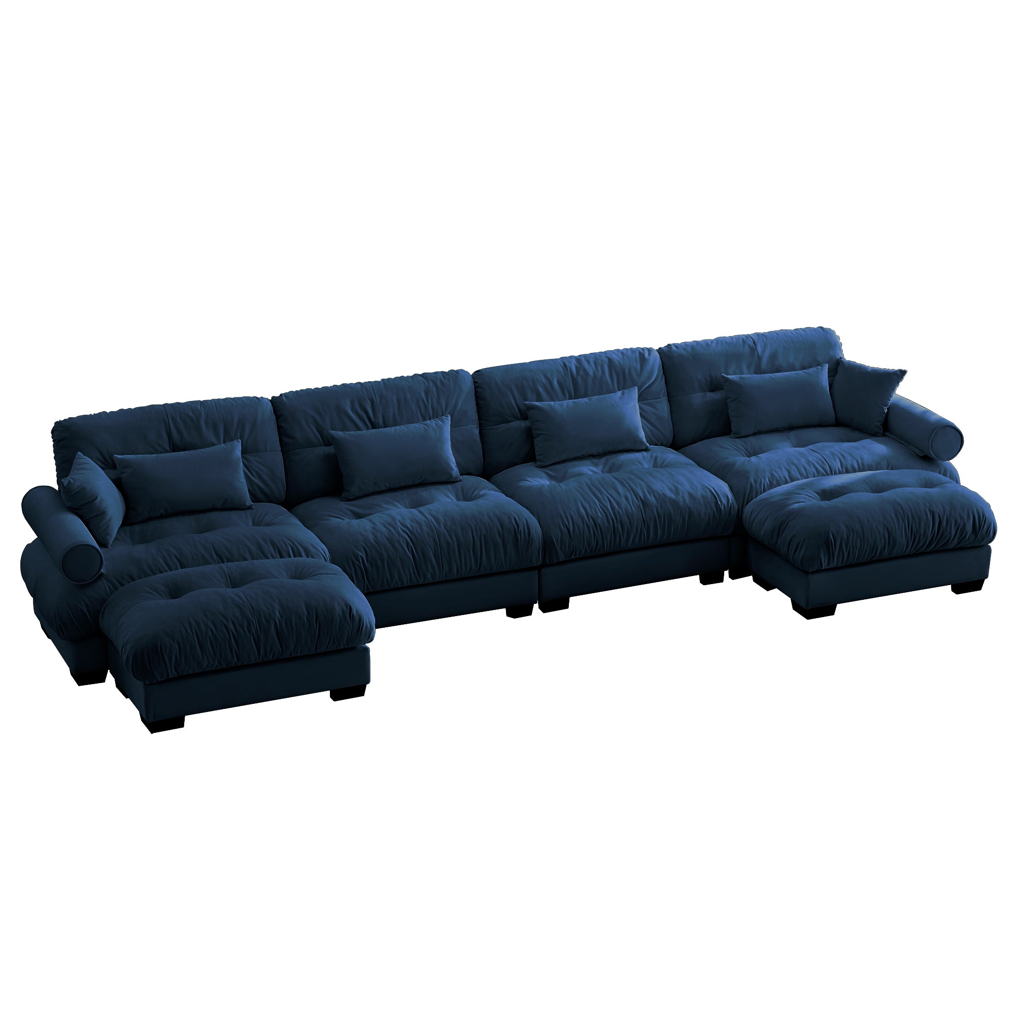 Napa 166" U-Shaped Modular Velvet Upholstered Sectional Sofa with 2 Movable Ottomans