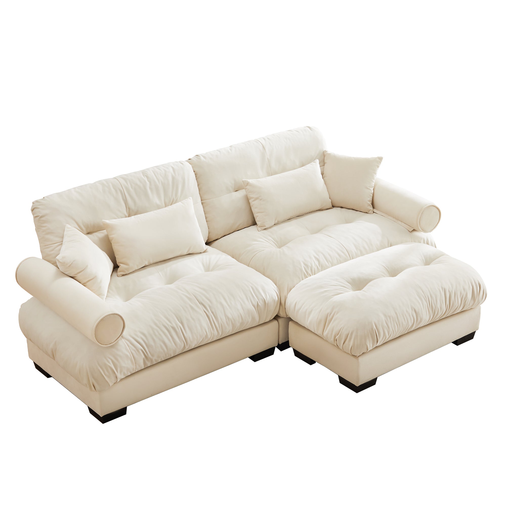 Napa 94” Modular Velvet Upholstered 2-Seater Sofa with Ottoman