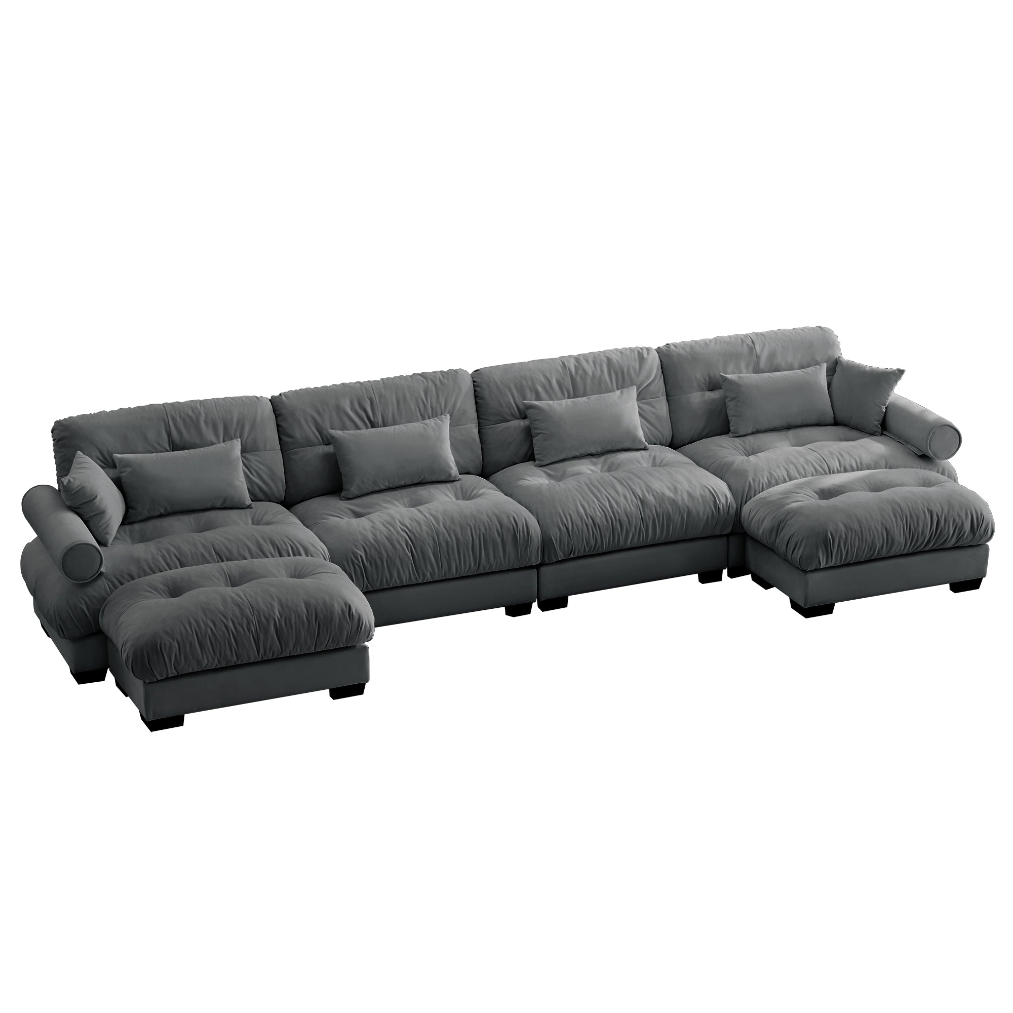 Napa 166" U-Shaped Modular Velvet Upholstered Sectional Sofa with 2 Movable Ottomans