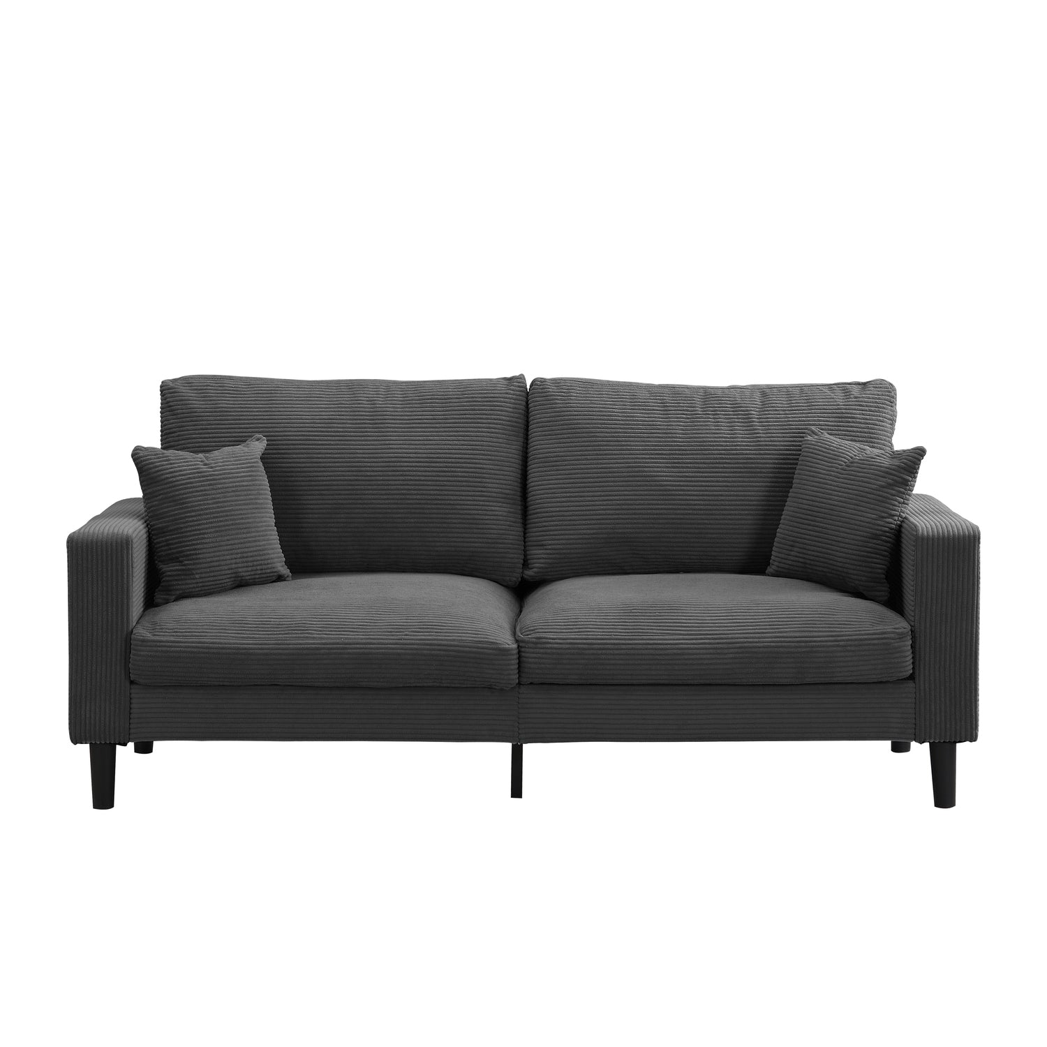 Canyon Modern Chenille Upholstered 3-Seater Sofa, Dark Gray