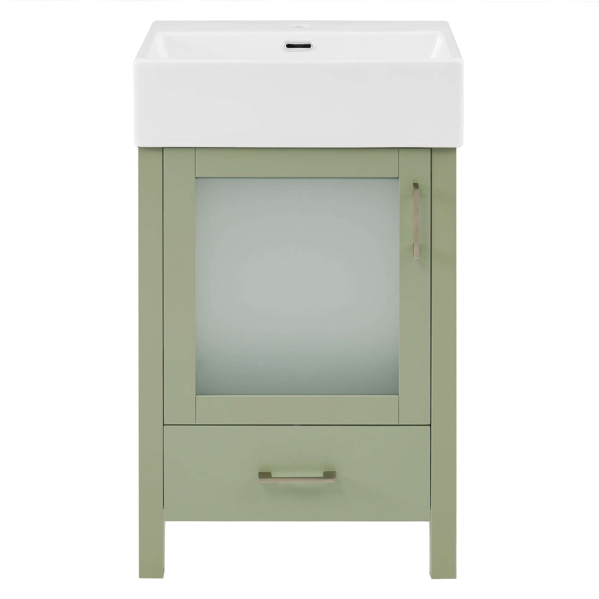 Arenal 20" Bathroom Vanity Ceramic Sink and Glass Door Storage Cabinet
