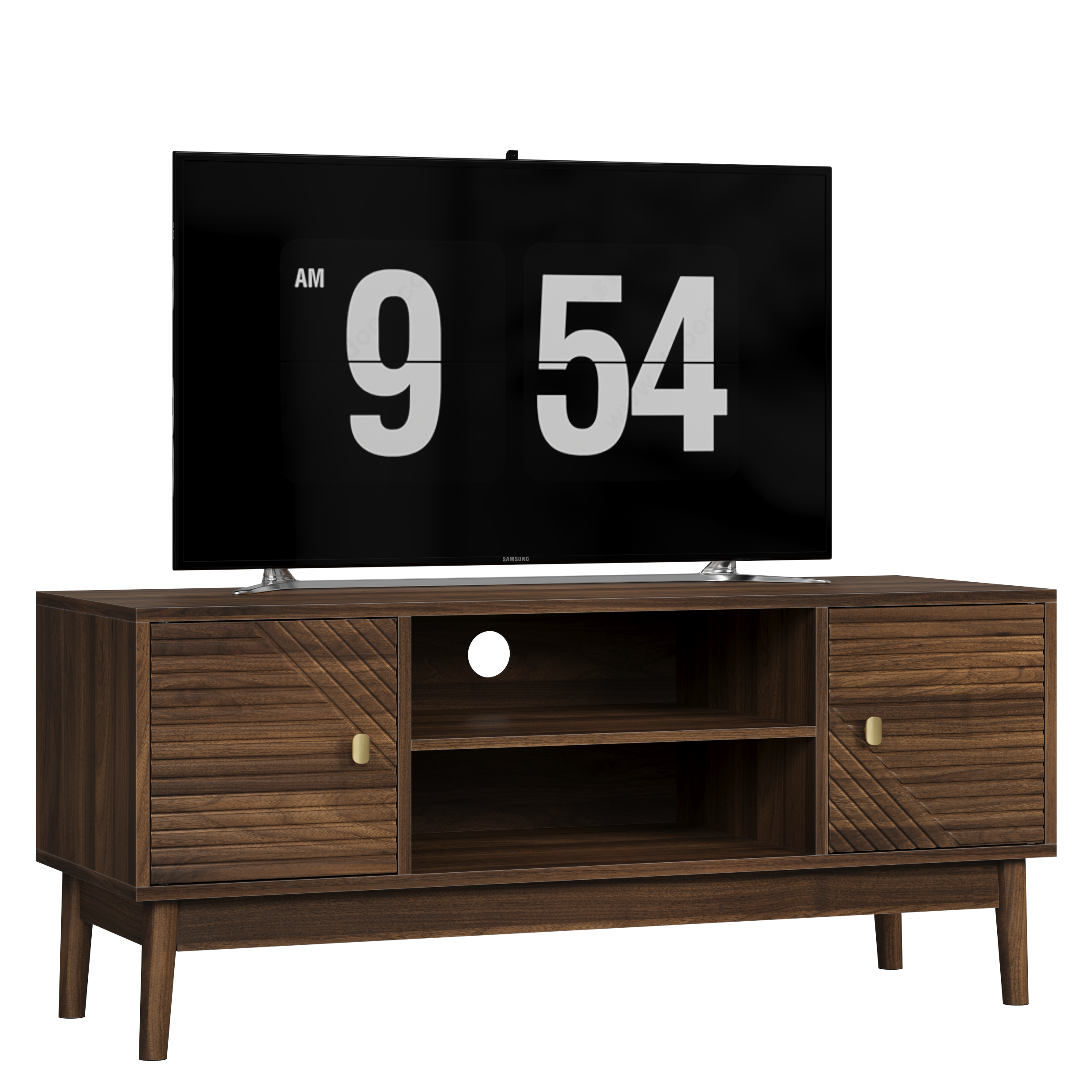 Brno Mid-Century Modern TV Stand with Storage Cabinets