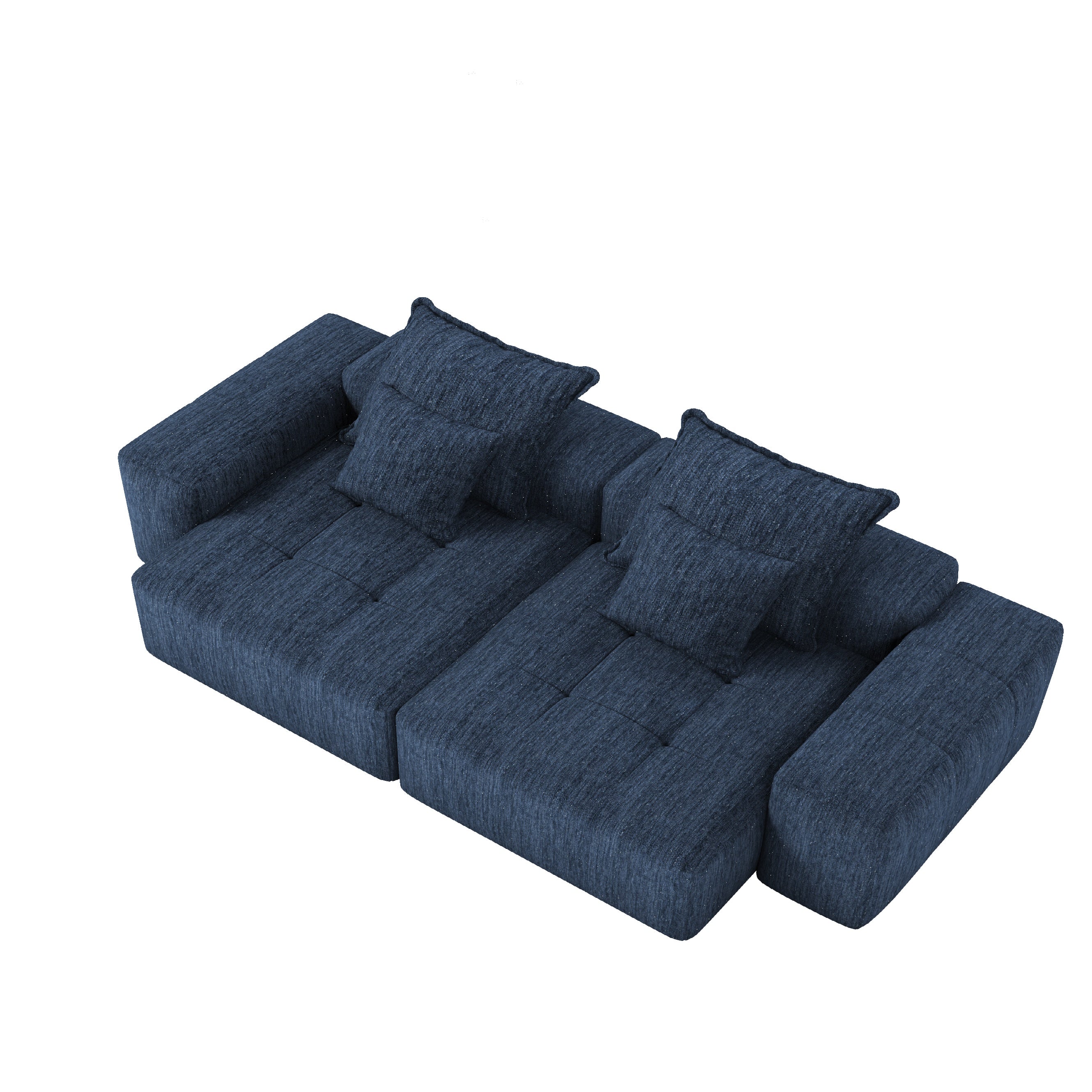 Denver 113" Oversized Chenille Tufted Modular Sectional Sofa with 4 Pillows and 2 Chaise Lounges