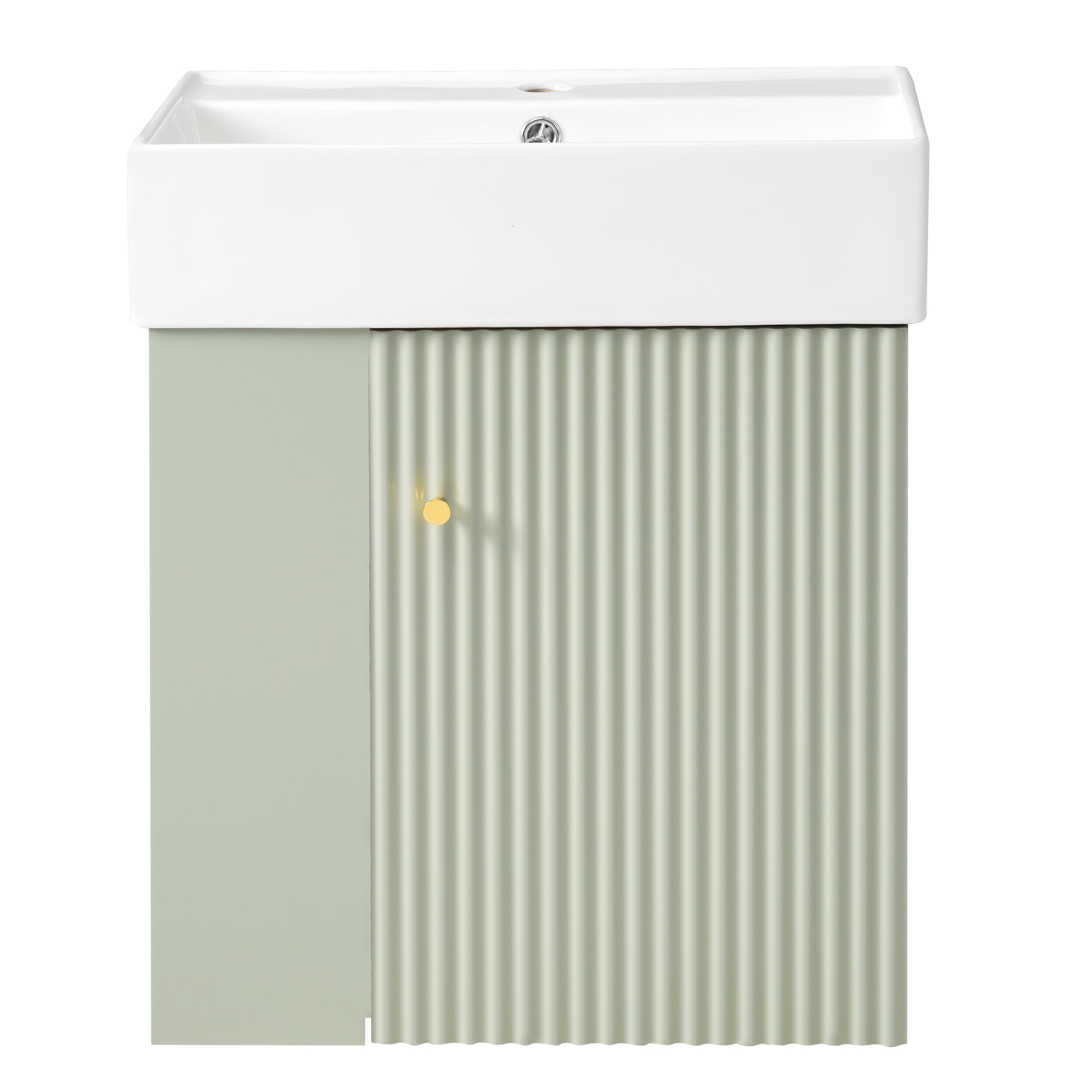 Ouray 21.6" Floating Bathroom Vanity with Ceramic Sink and Left-Side Open Shelves