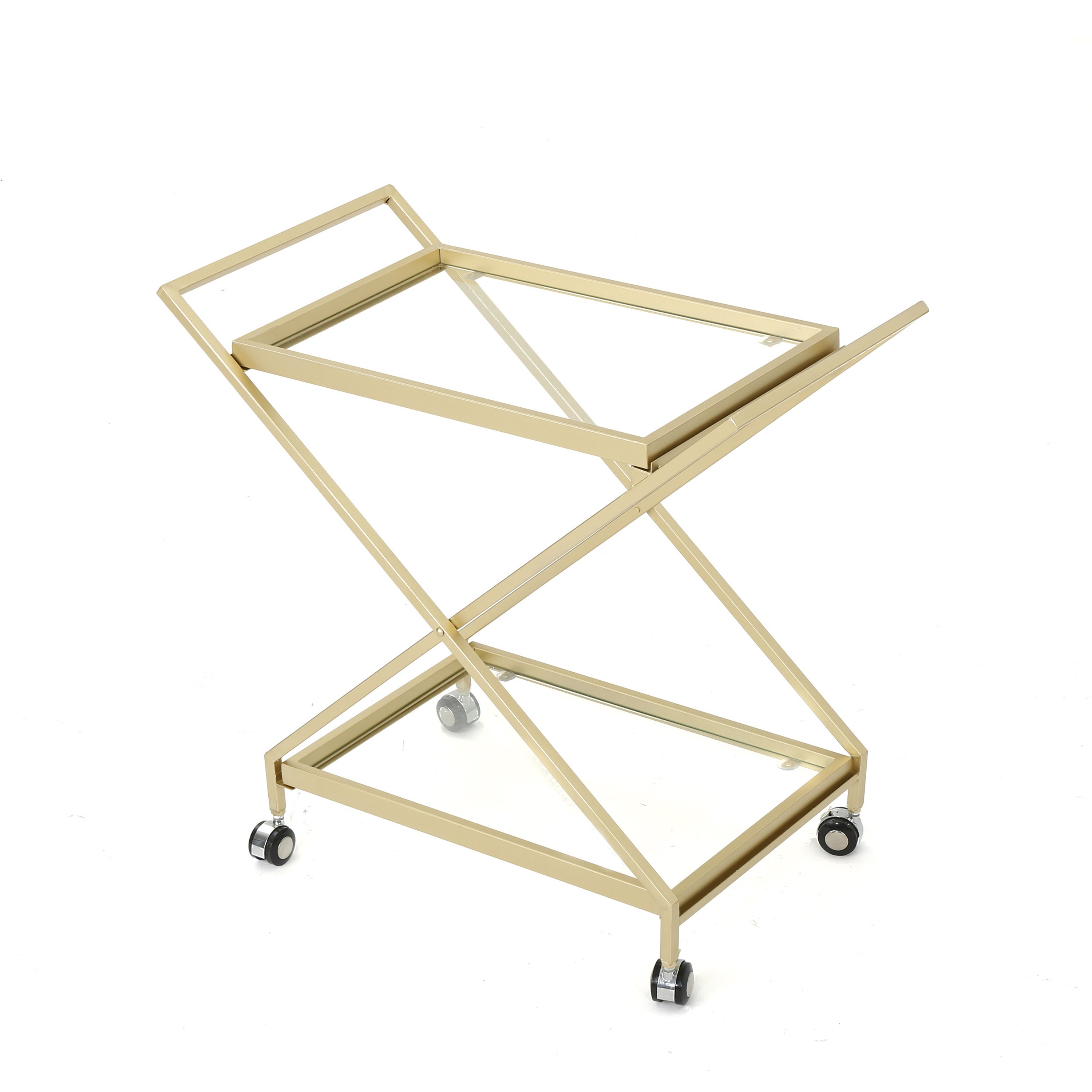 Vega Gold Bar Cart Metal Rolling Trolley