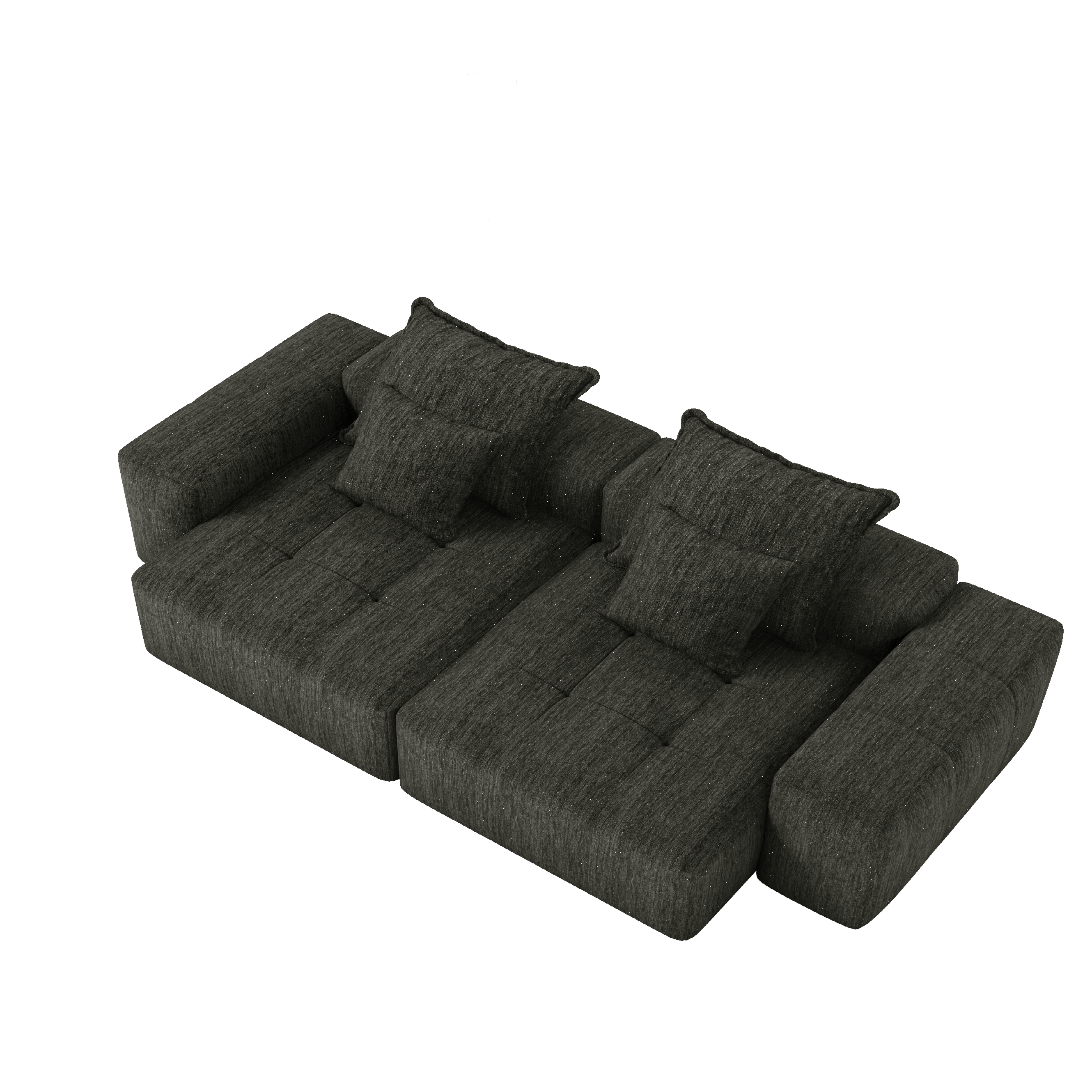 Denver 113" Oversized Chenille Tufted Modular Sectional Sofa with 4 Pillows and 2 Chaise Lounges