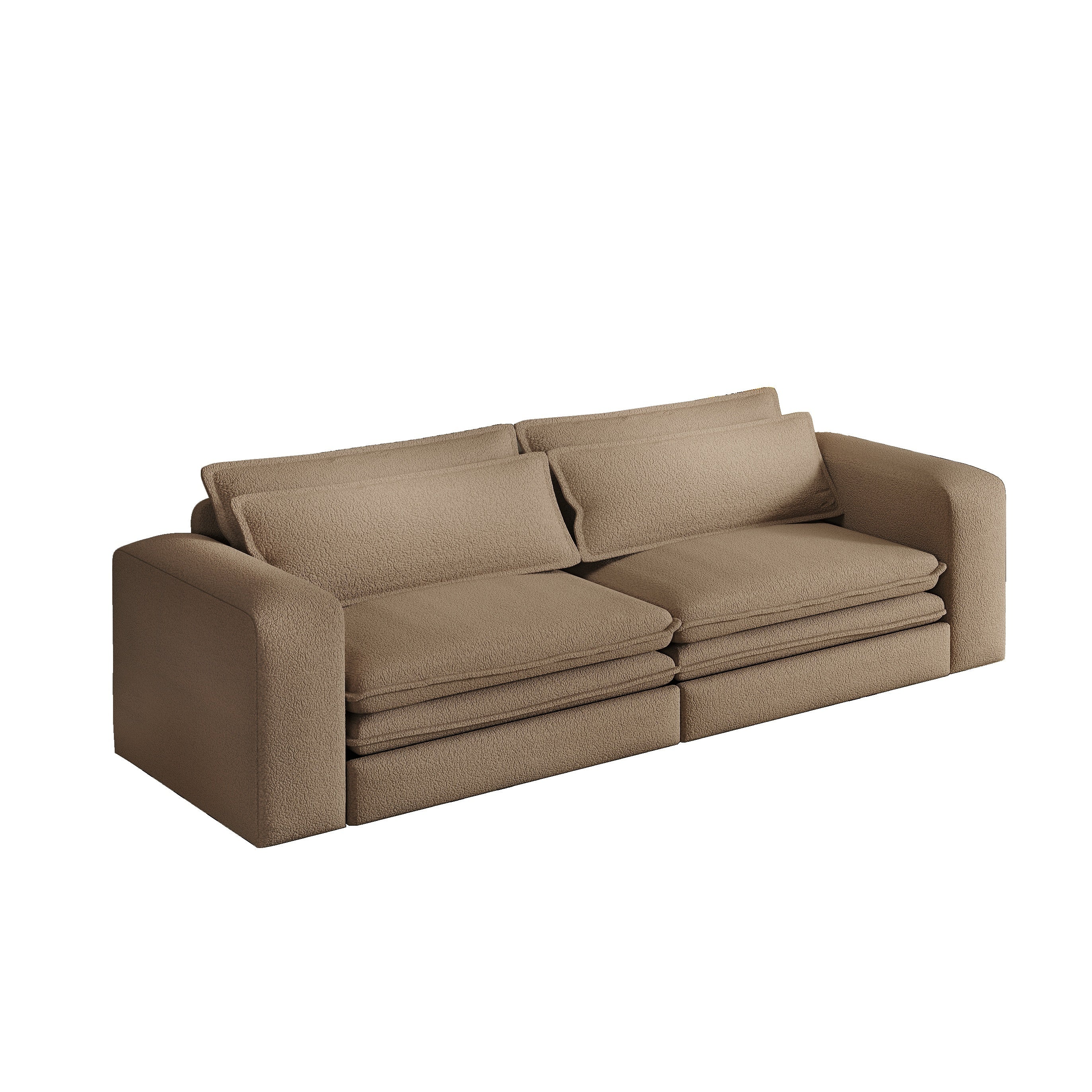 Cary 93" King Size Teddy Convertible Pull-Out Sleeper Sofa Bed with Chaise Lounge and Lumbar Pillows