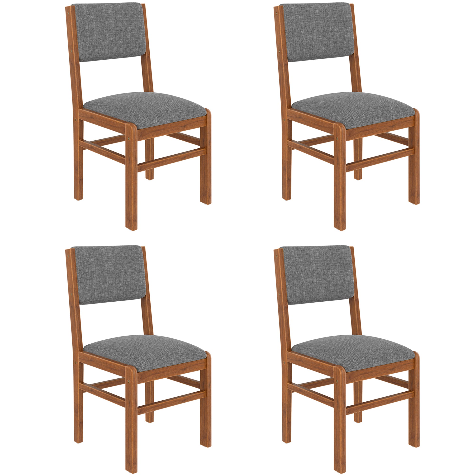 Seine Mid-Century Upholstered Solid Wood Dining Chair Set of 4