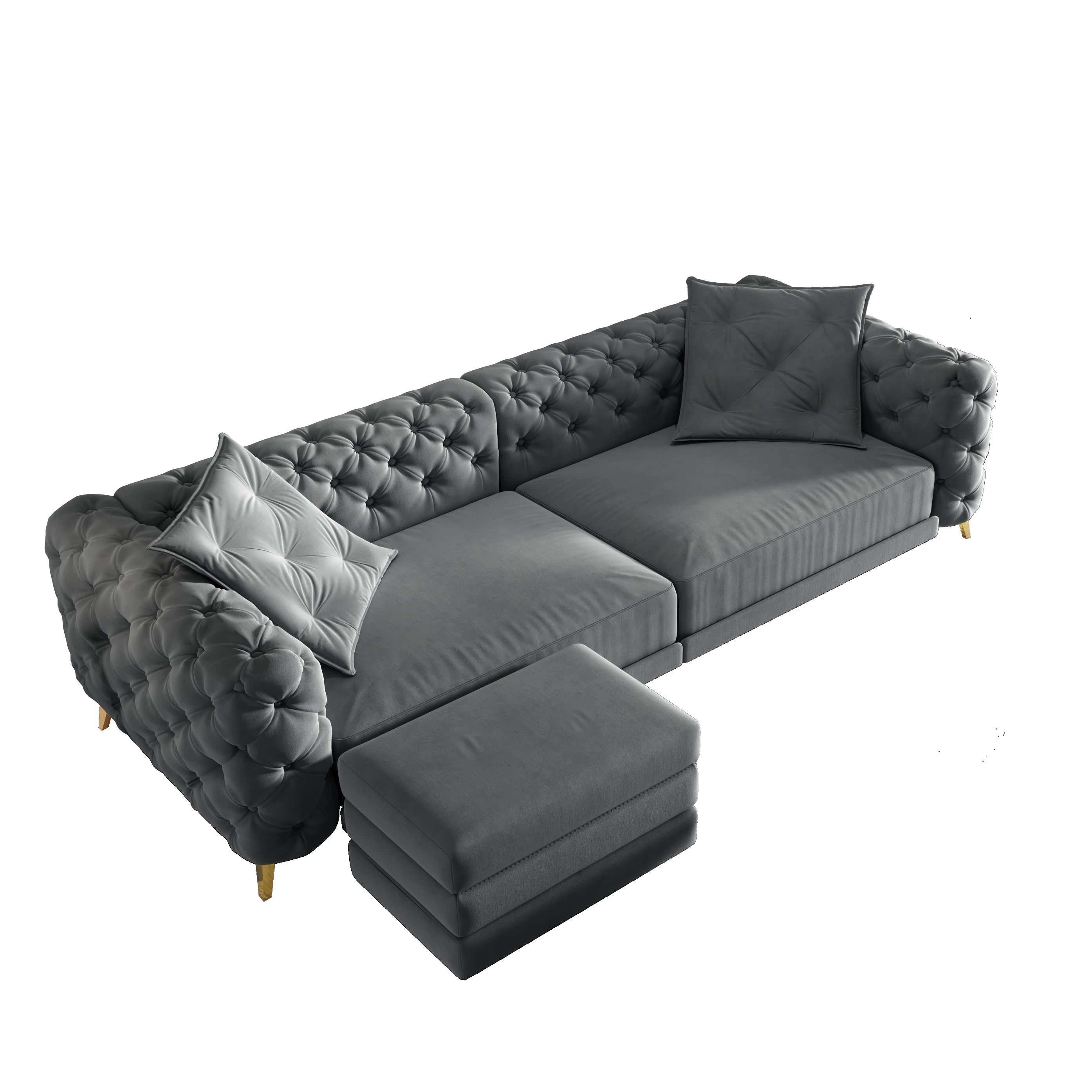 Allentown 98" Velvet Button Tufted 4-Seater Sleeper Sofa Bed with Movable Ottoman