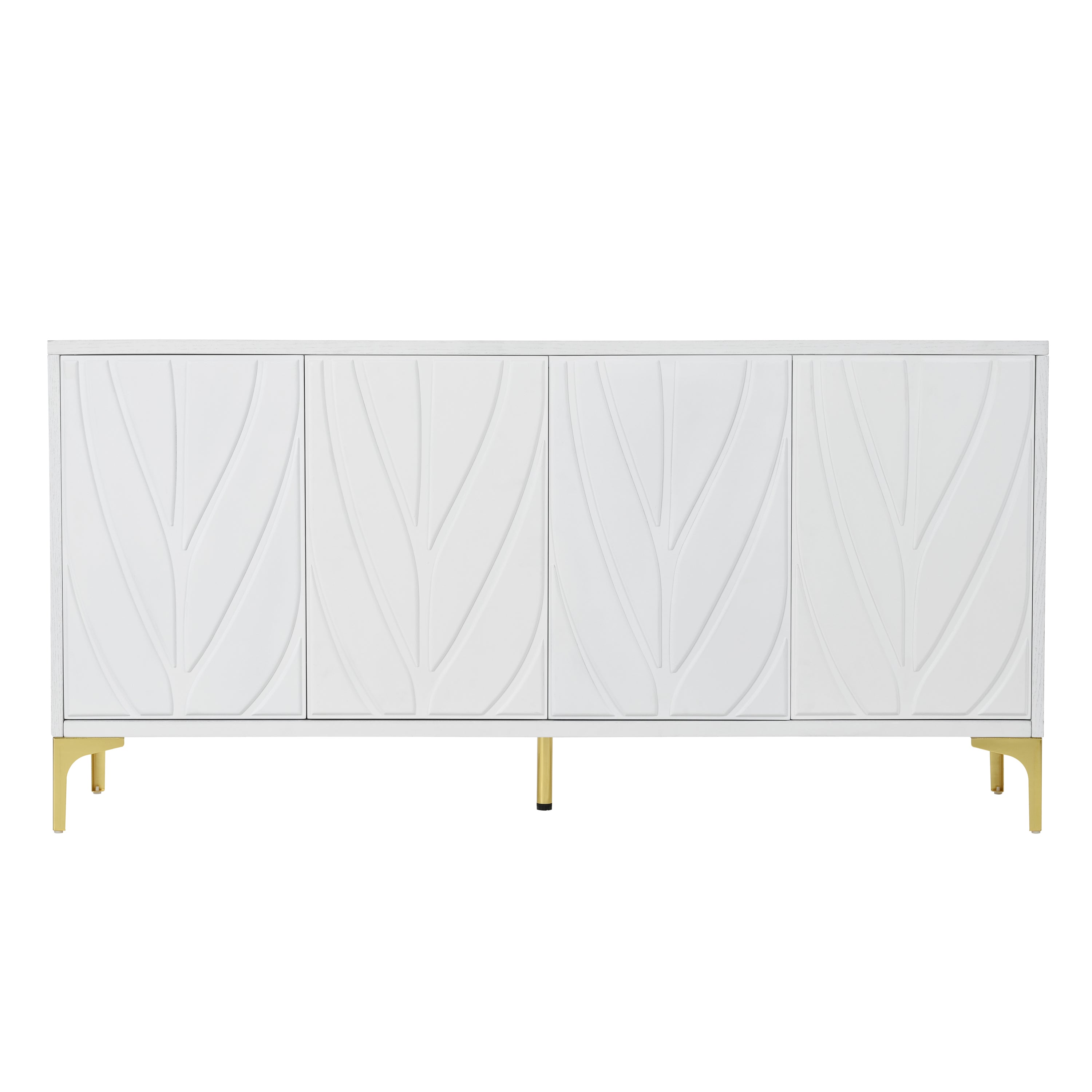 Prague Carved 4 Door Sideboard Buffet Cabinet, White