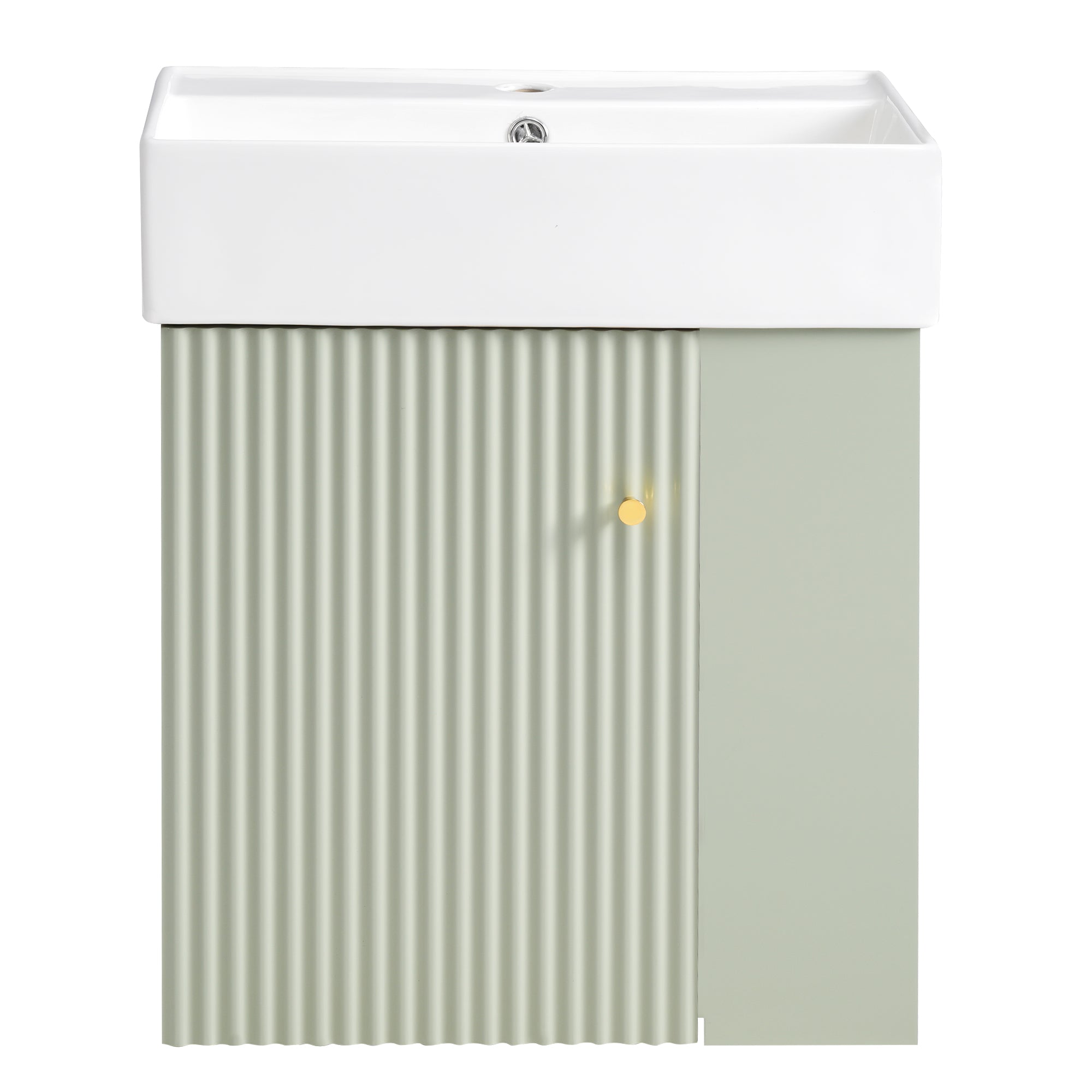 Ouray 21.6" Floating Bathroom Vanity with Ceramic Sink and Right-Side Open Shelves