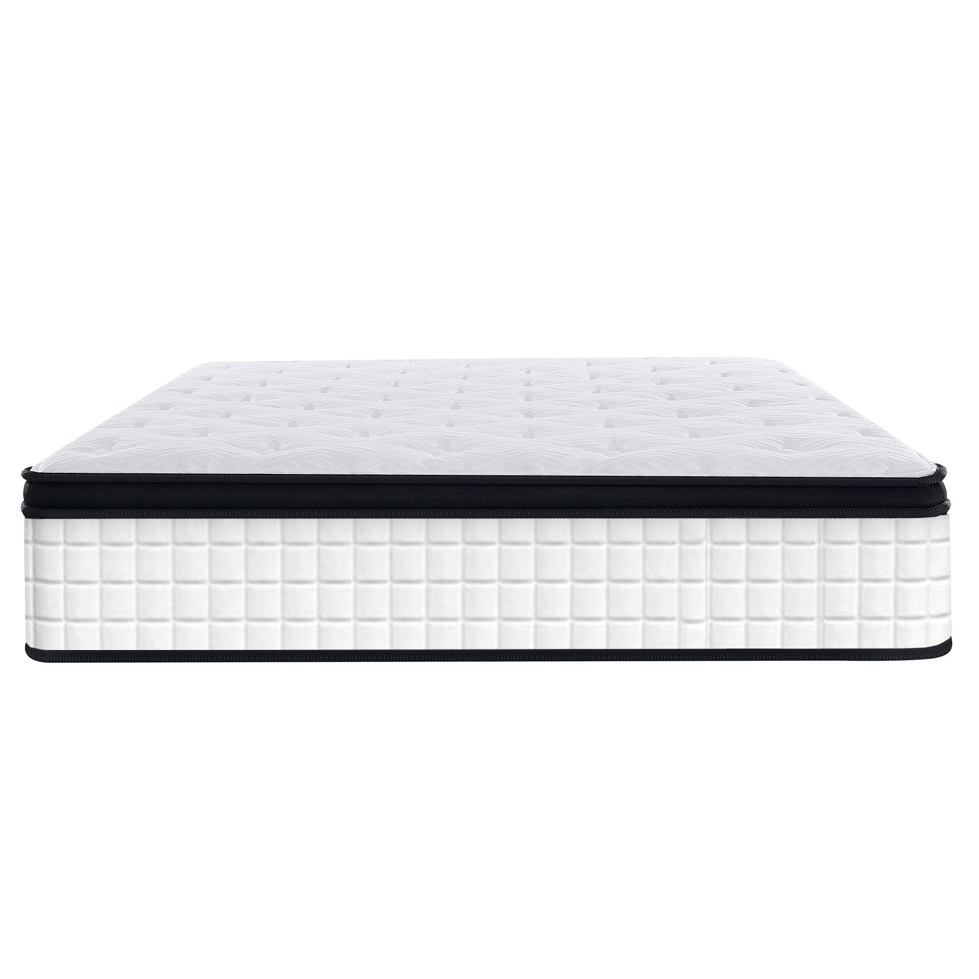 QUEEN Size 12 Inch Hybrid Mattress Individual Pocket Spring 7-Zoned Memory Foam Knitted Cover CertiPUR-US White