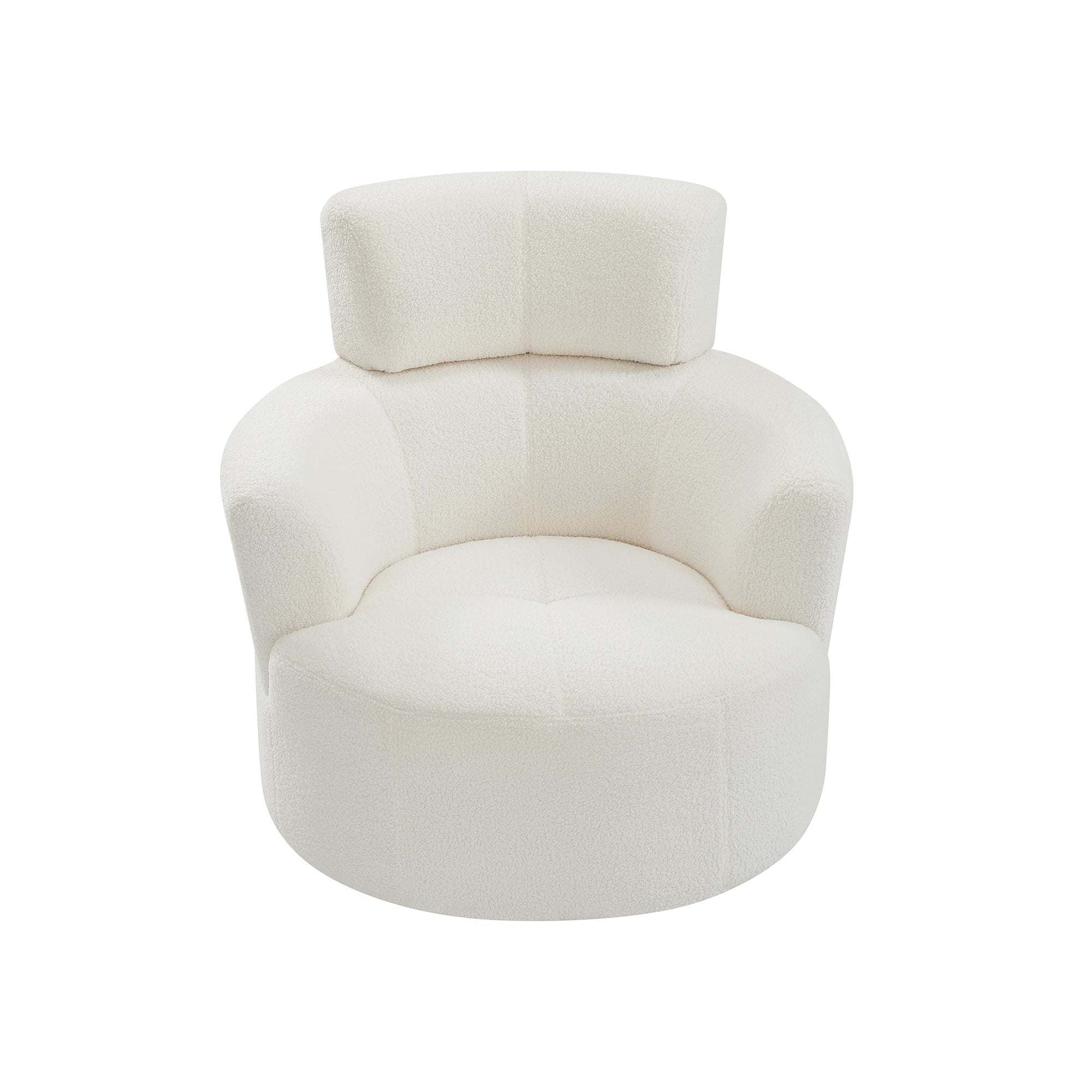 Cascade Boucle Swivel  Round Sofa Chair with Adjustable Headrest