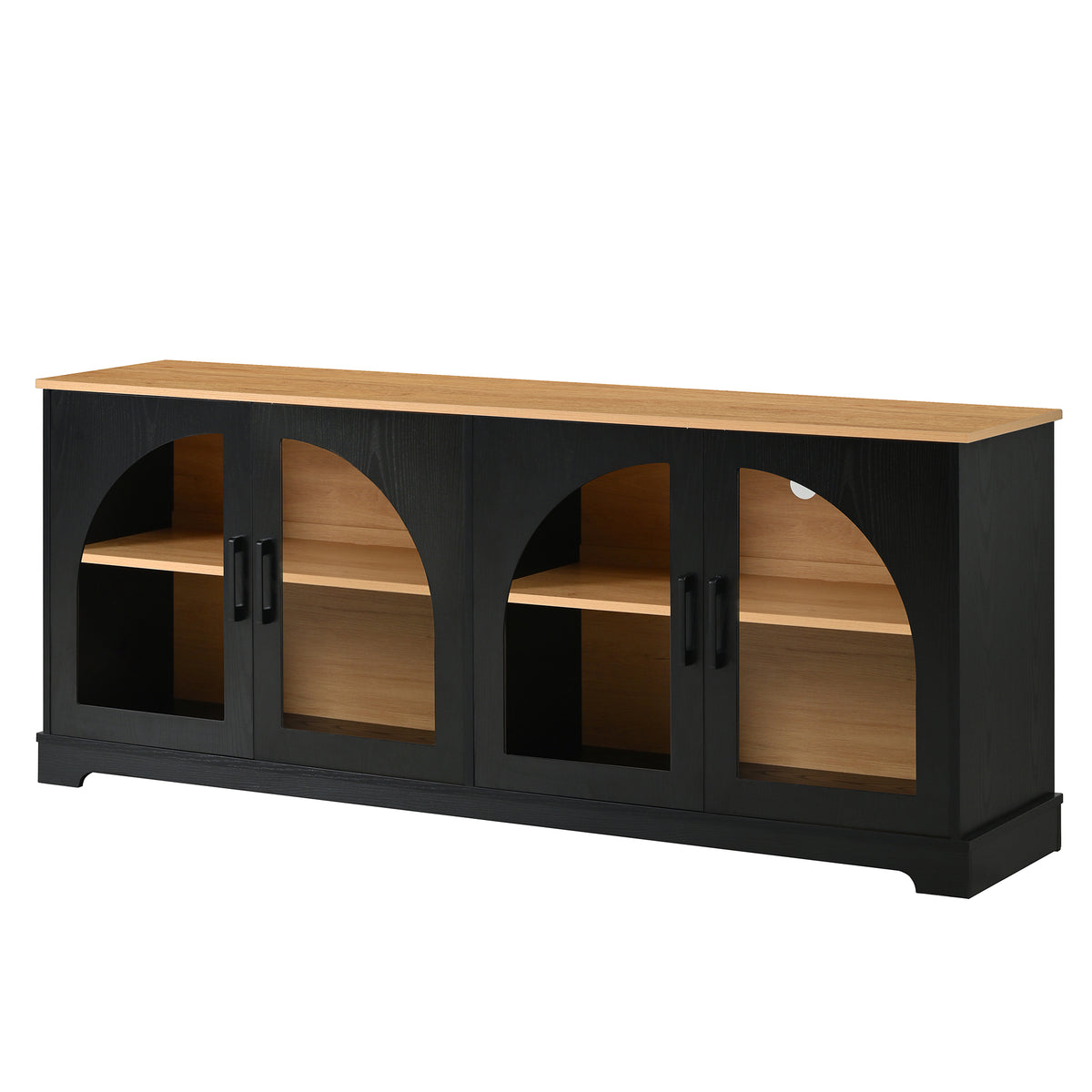 Spoleto 67" Arched Glass Door TV Stand Media Console with 4 Doors