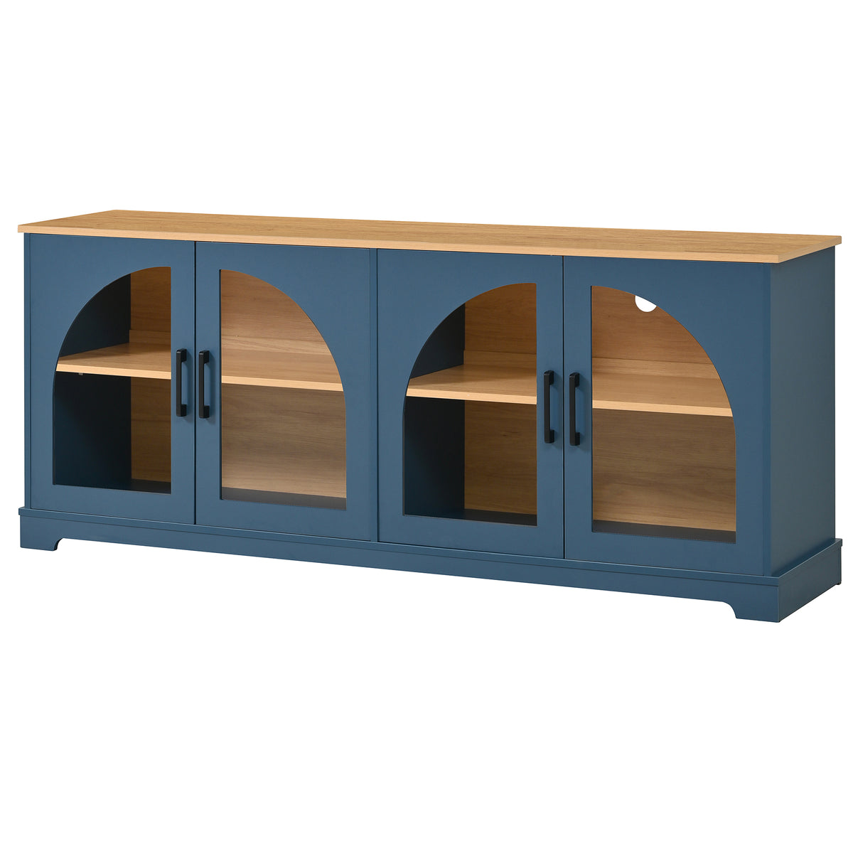 Spoleto 67" Arched Glass Door TV Stand Media Console with 4 Doors