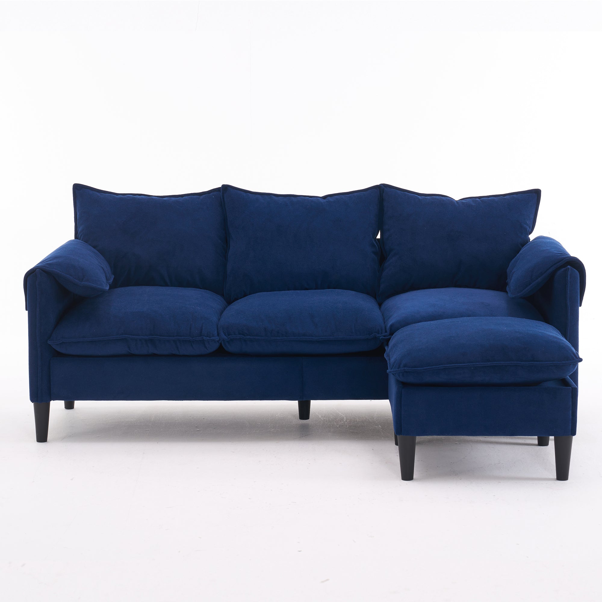 Helsinki 78" Convertible L-Shaped 3-Seater Sofa with Storage Ottomans
