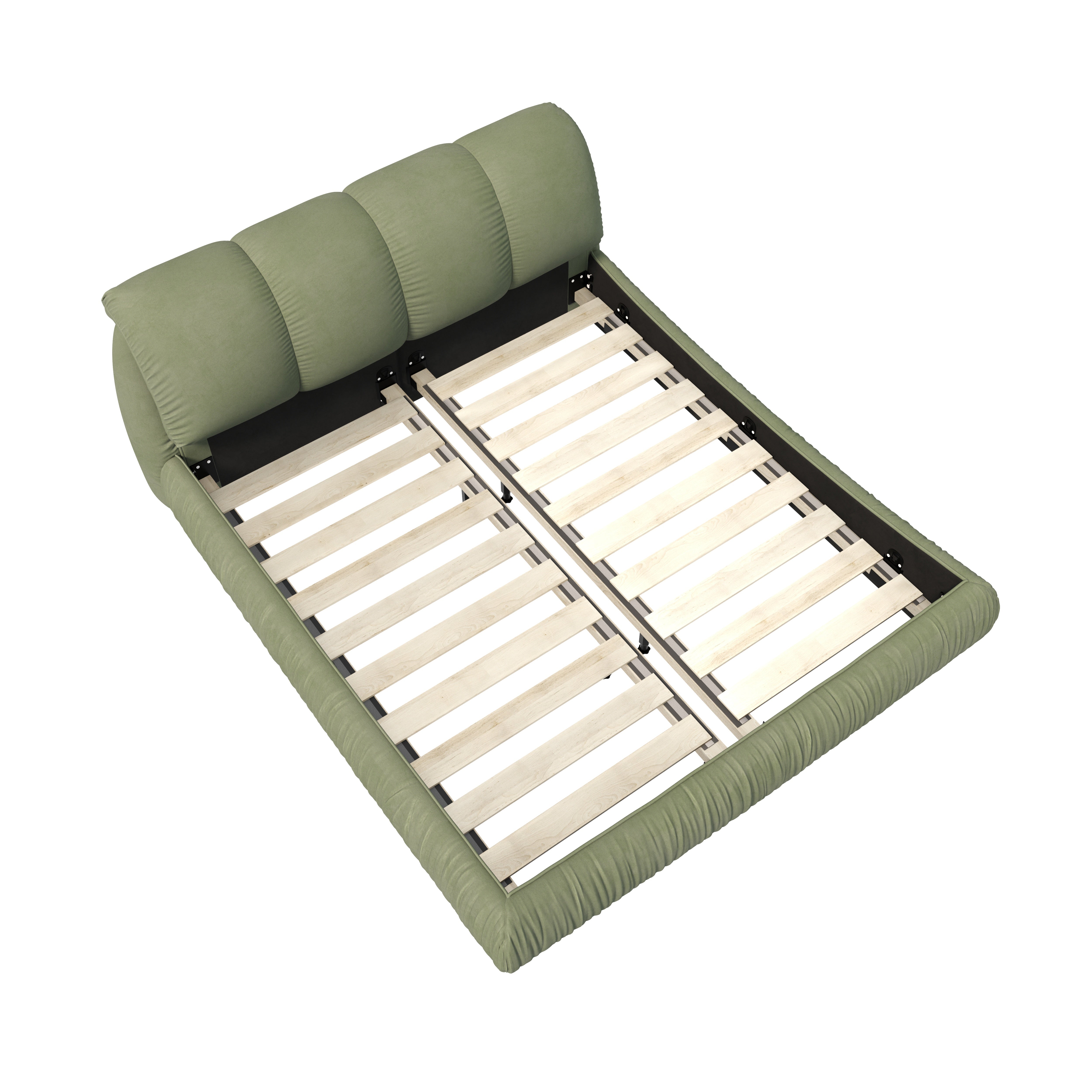 Trosa Luxury King Upholstered Platform Bed with Oversized Cushion Headboard