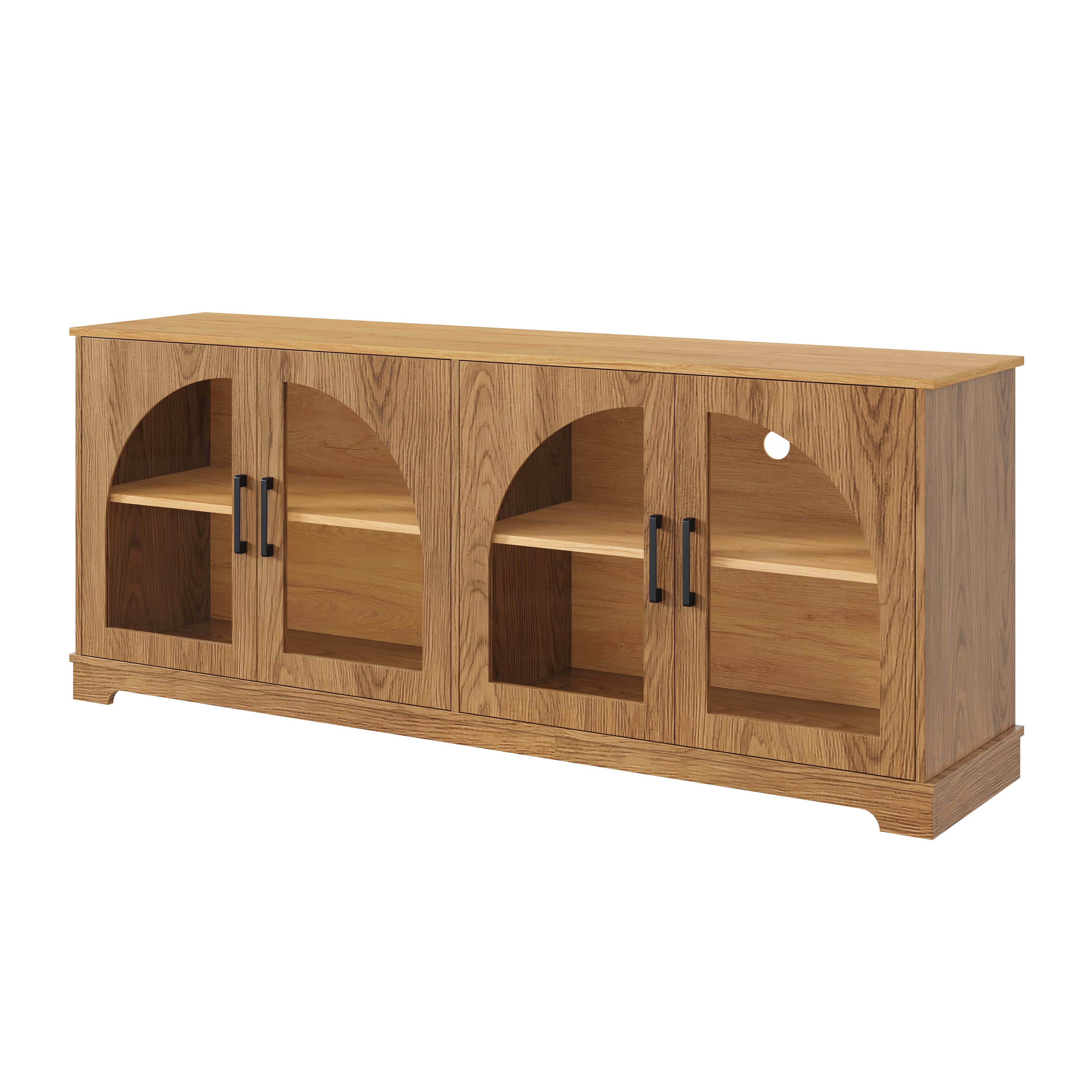 Spoleto 67" Arched Glass Door TV Stand Media Console with 4 Doors