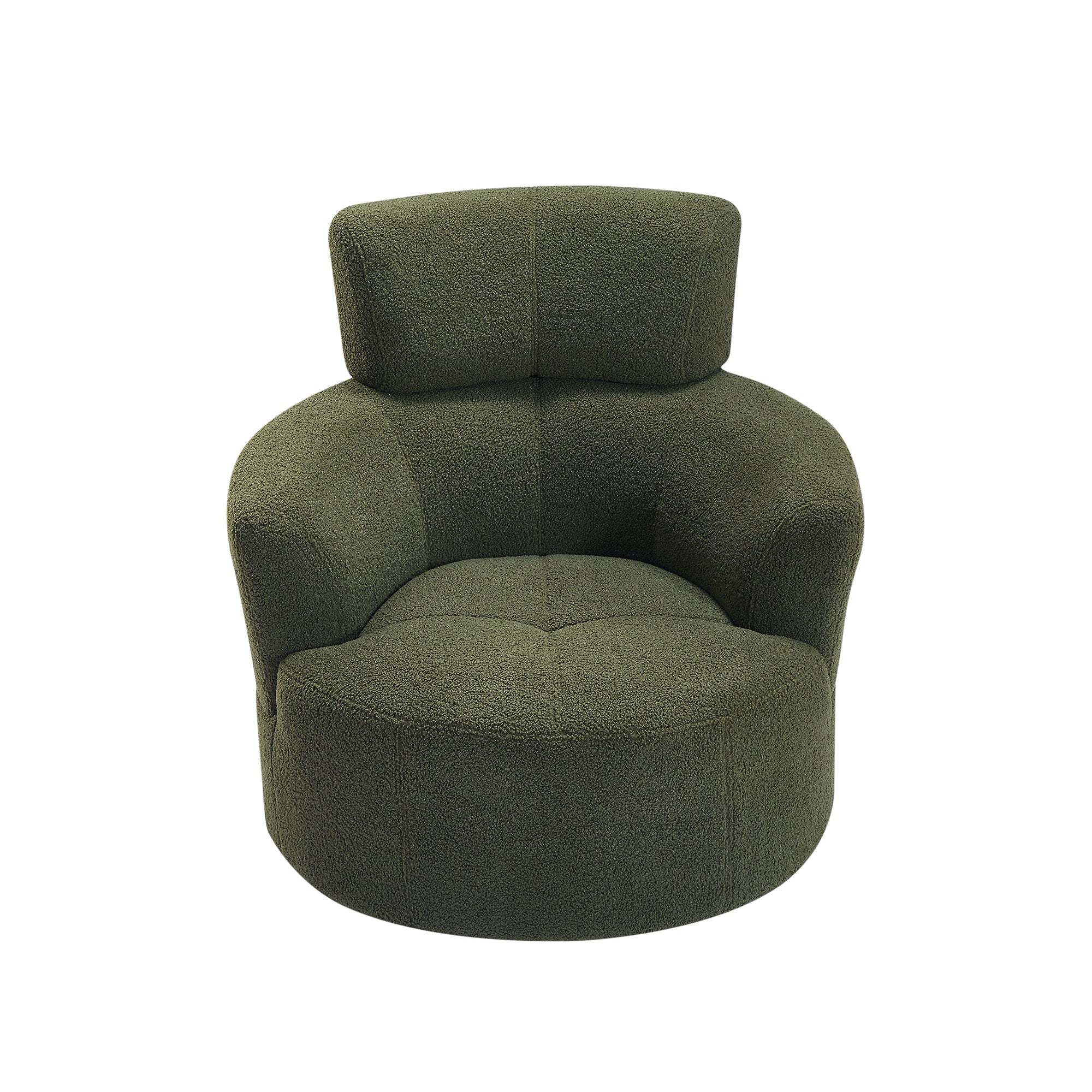 Cascade Boucle Swivel  Round Sofa Chair with Adjustable Headrest