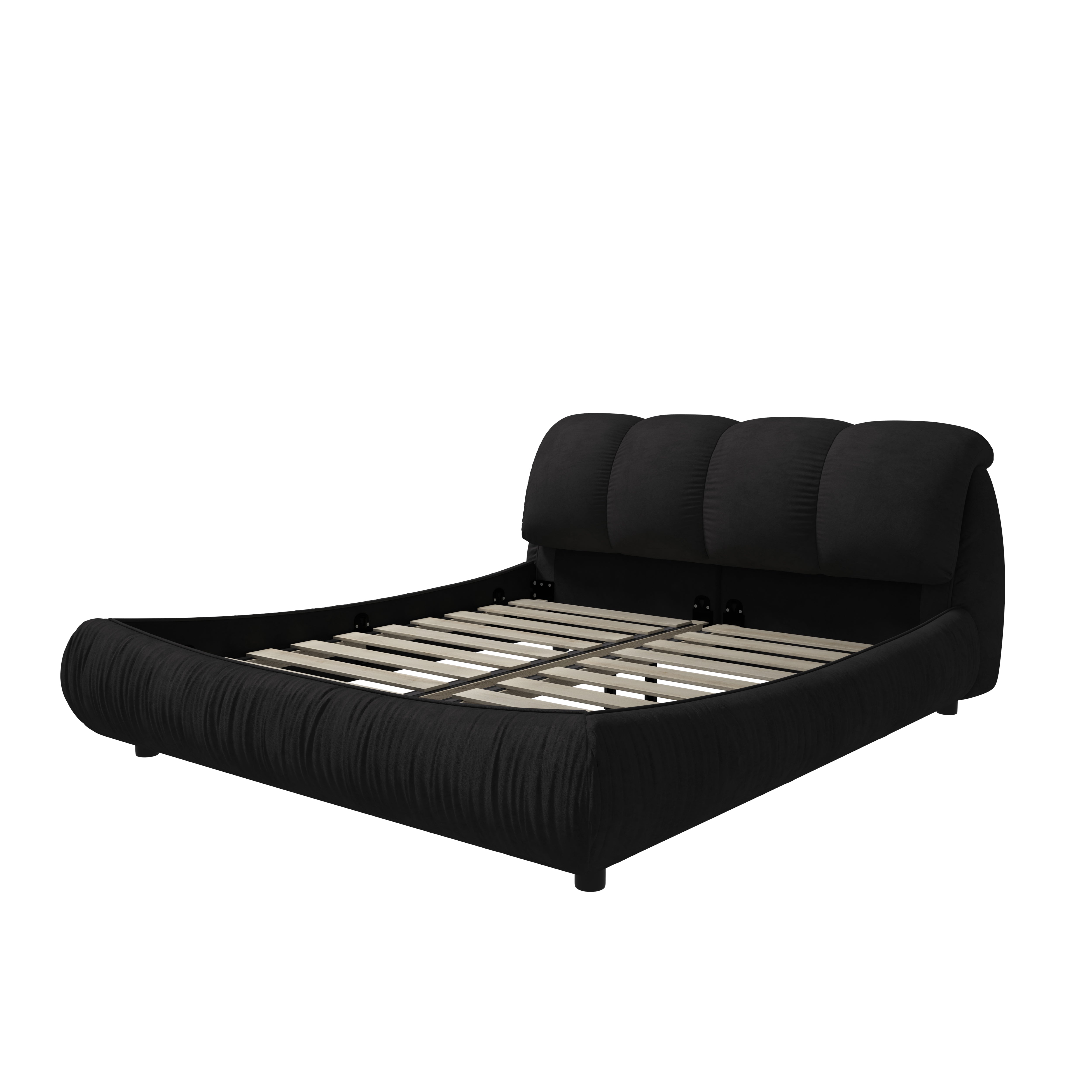 Trosa Luxury King Upholstered Platform Bed with Oversized Cushion Headboard