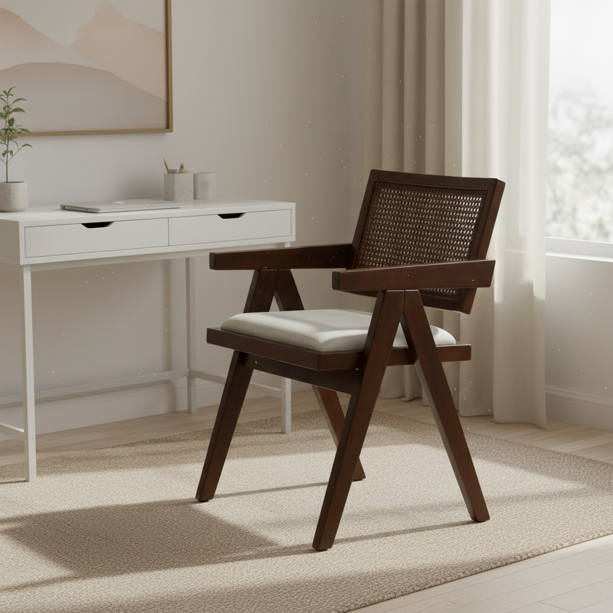 Homy Casa XUZIDS 2PC Beige Walnut Leg Dining Chair Dining Seating Set Open Box