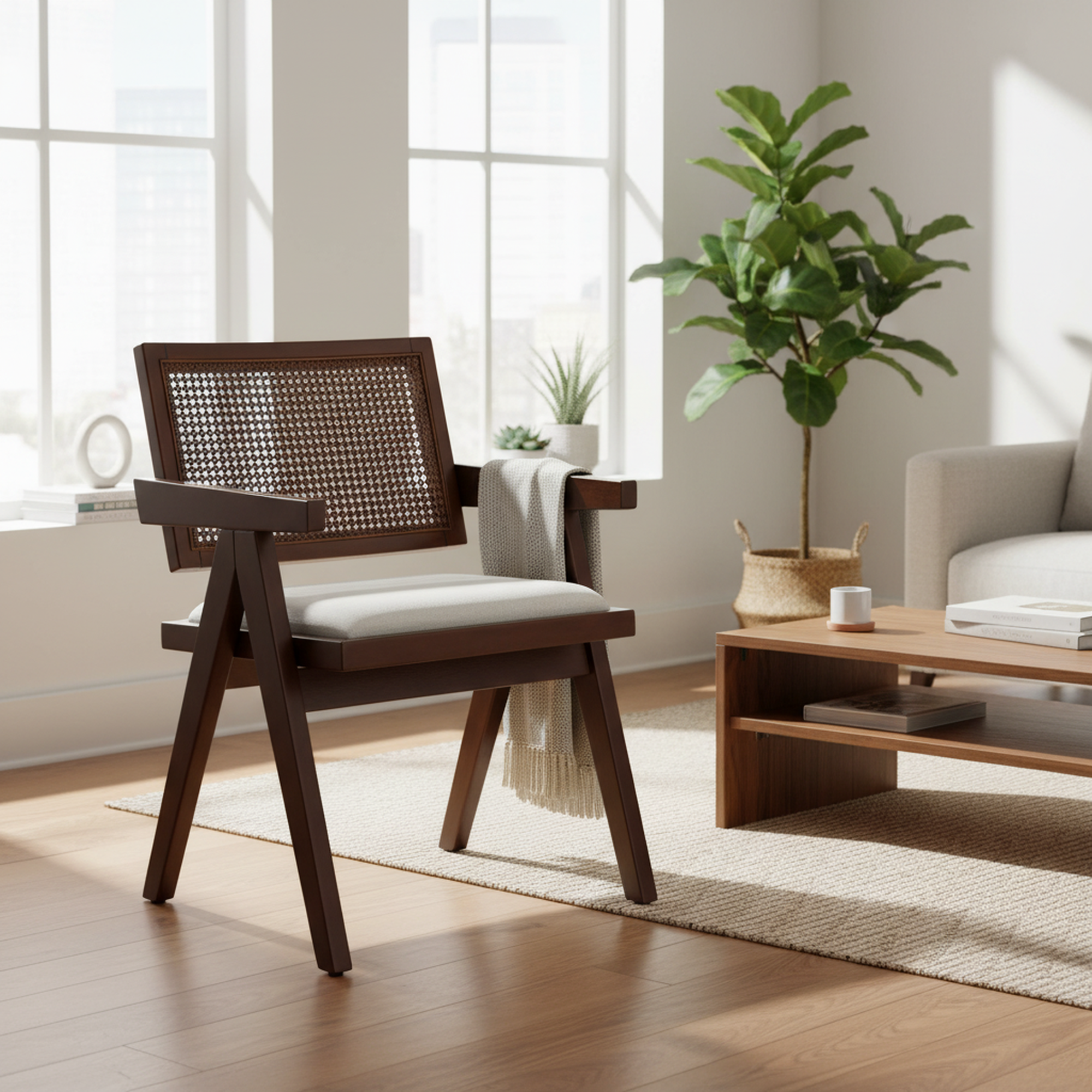 Homy Casa XUZIDS 2PC Beige Walnut Leg Dining Chair Dining Seating Set Open Box