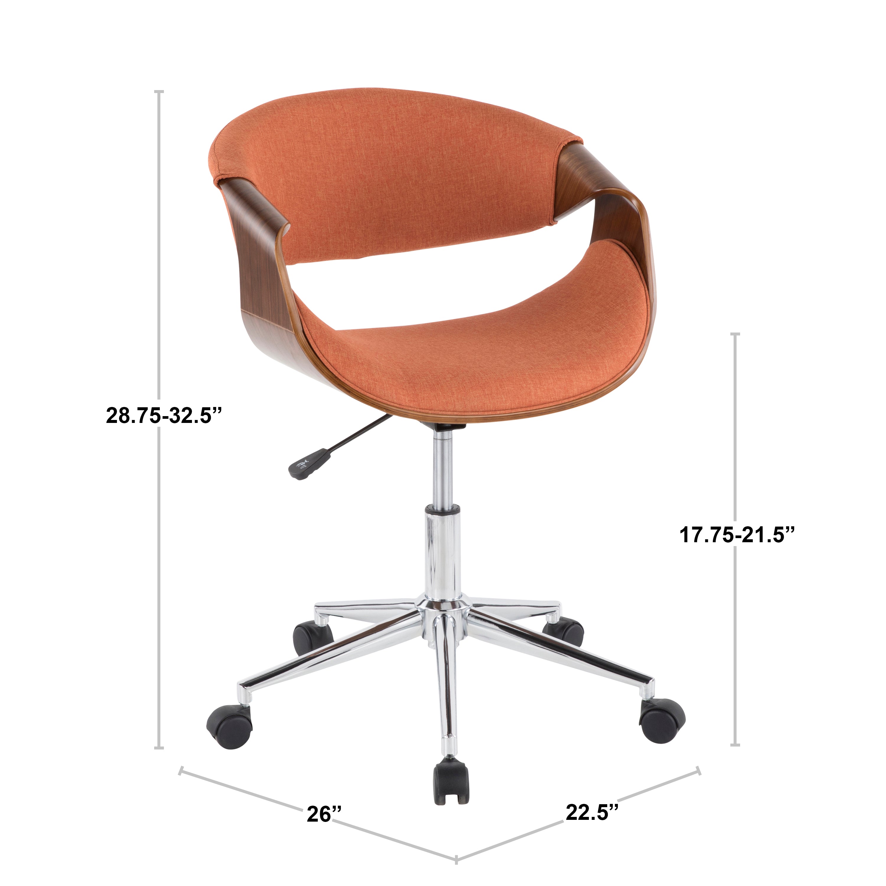 Xavor Mid-Century Swivel Office Chair with Wood Frame