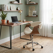 Xavor Mid-Century Swivel Office Chair with Wood Frame