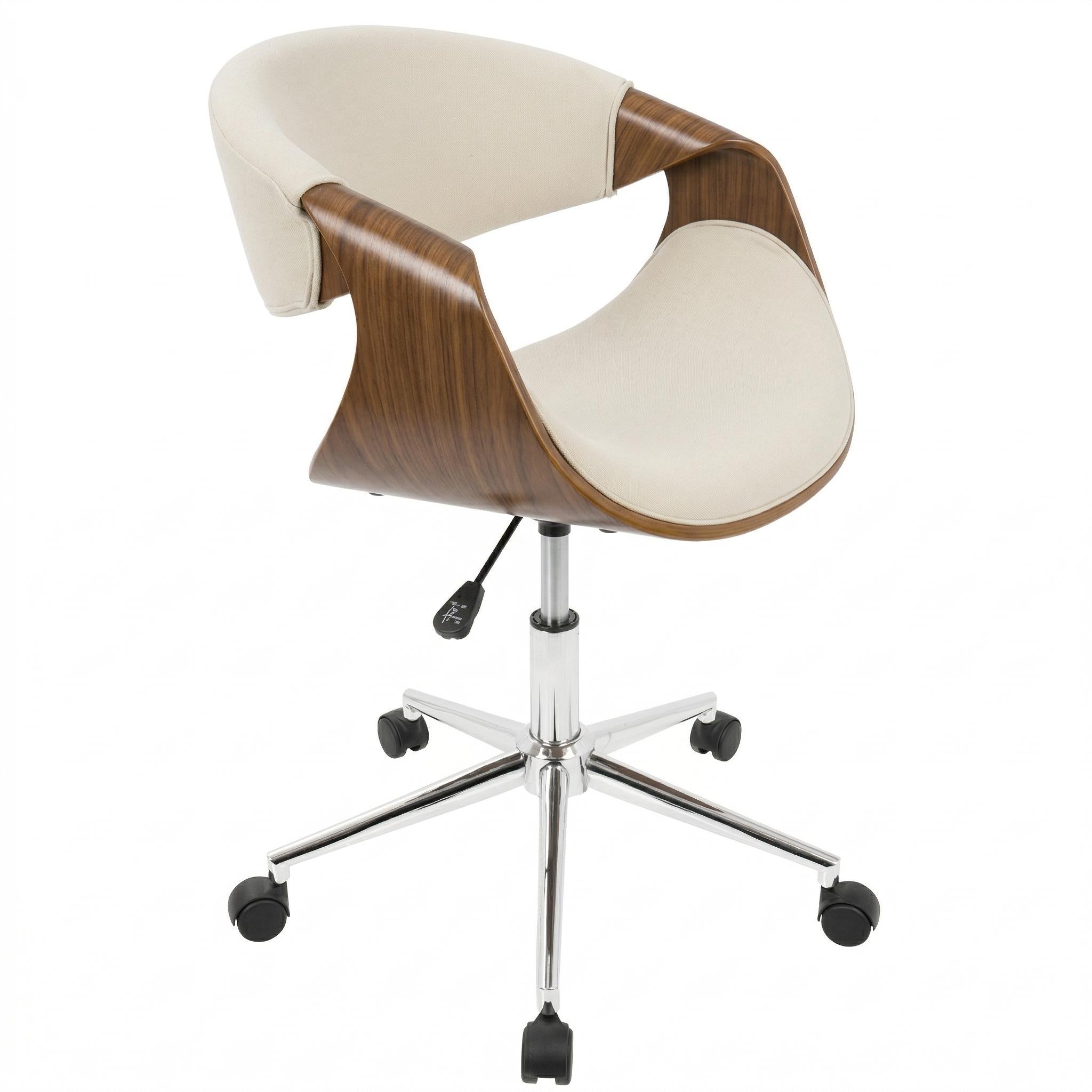 Xavor Mid-Century Swivel Office Chair with Wood Frame
