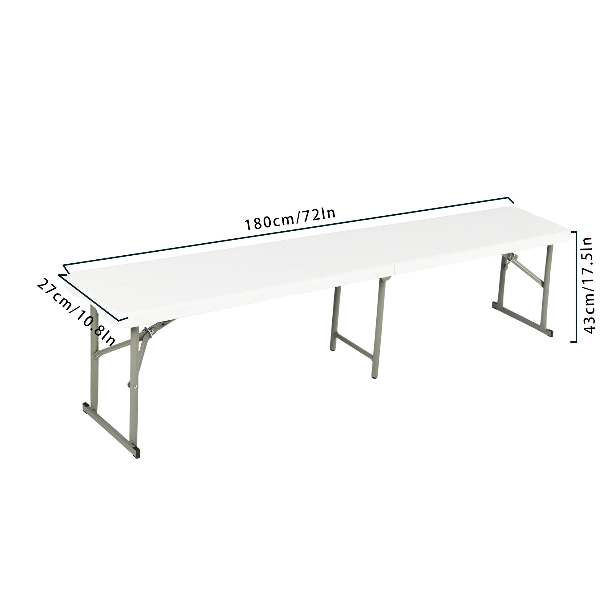 YIKA 6 Foot Folding Benches Set of 2 Portable Plastic Benches with Carry Handle Indoor Outdoor Seating White