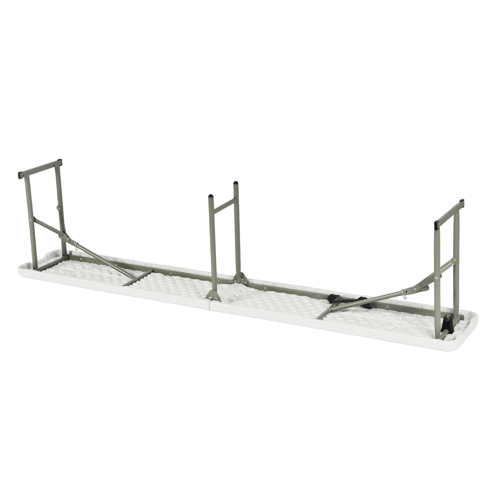 YIKA 6 Foot Folding Benches Set of 2 Portable Plastic Benches with Carry Handle Indoor Outdoor Seating White