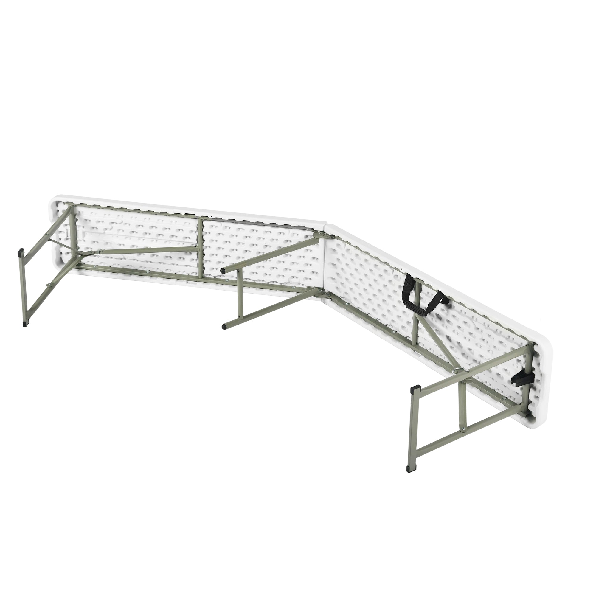 YIKA 6 Foot Folding Benches Set of 2 Portable Plastic Benches with Carry Handle Indoor Outdoor Seating White