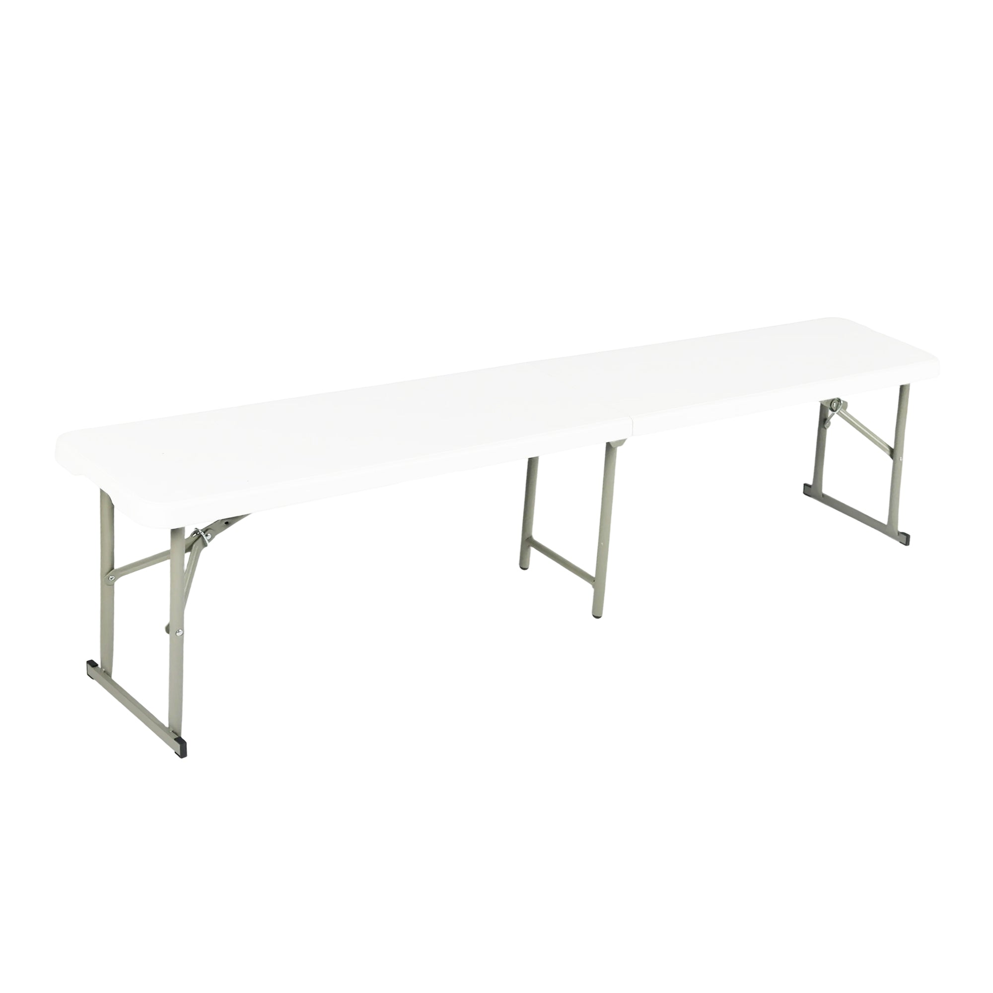 YIKA 6 Foot Folding Benches Set of 2 Portable Plastic Benches with Carry Handle Indoor Outdoor Seating White