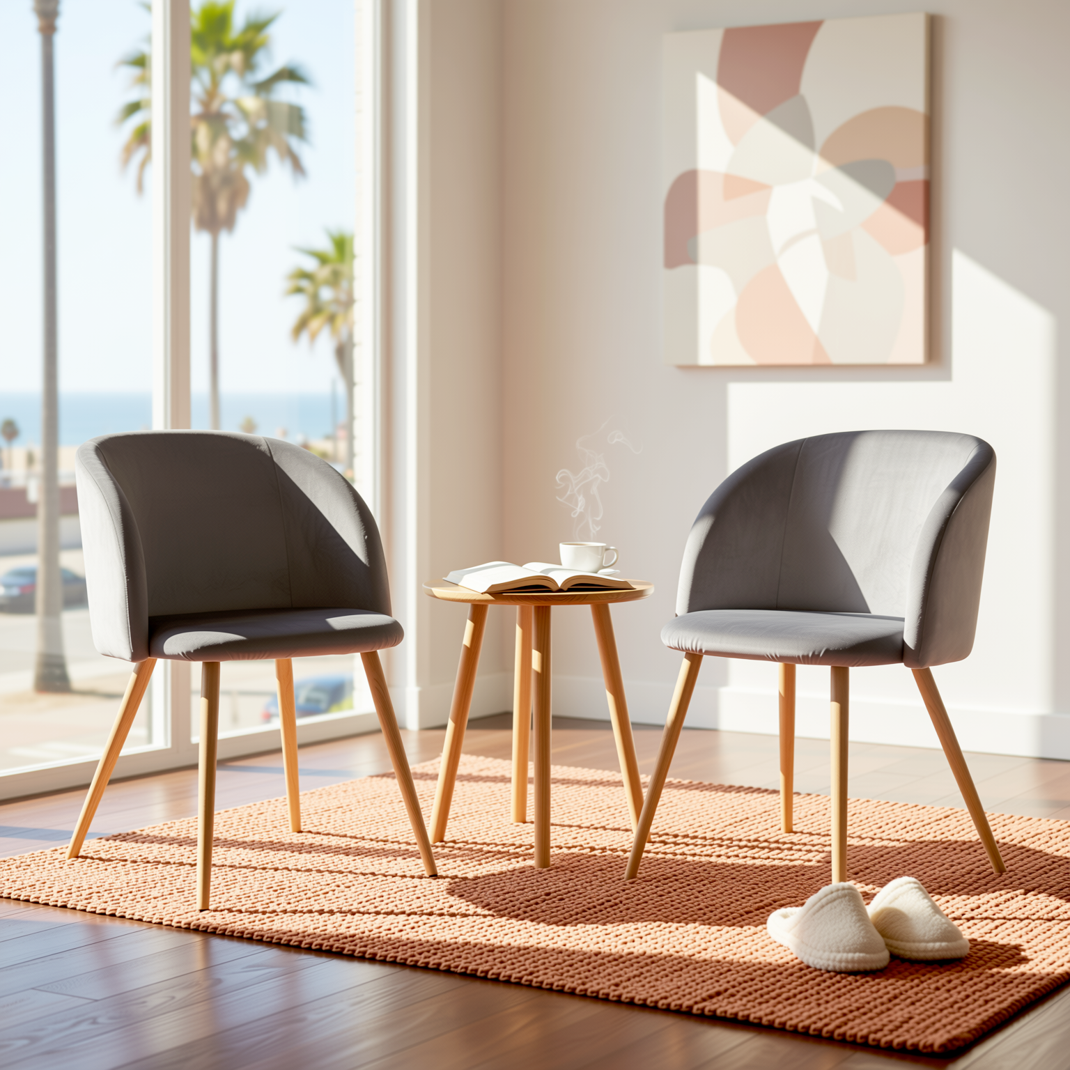 Homy Casa YNEZ 2PC Grey Velvet Leisure Chairs Modern Accent Chair for Living Room, Bedroom, Office