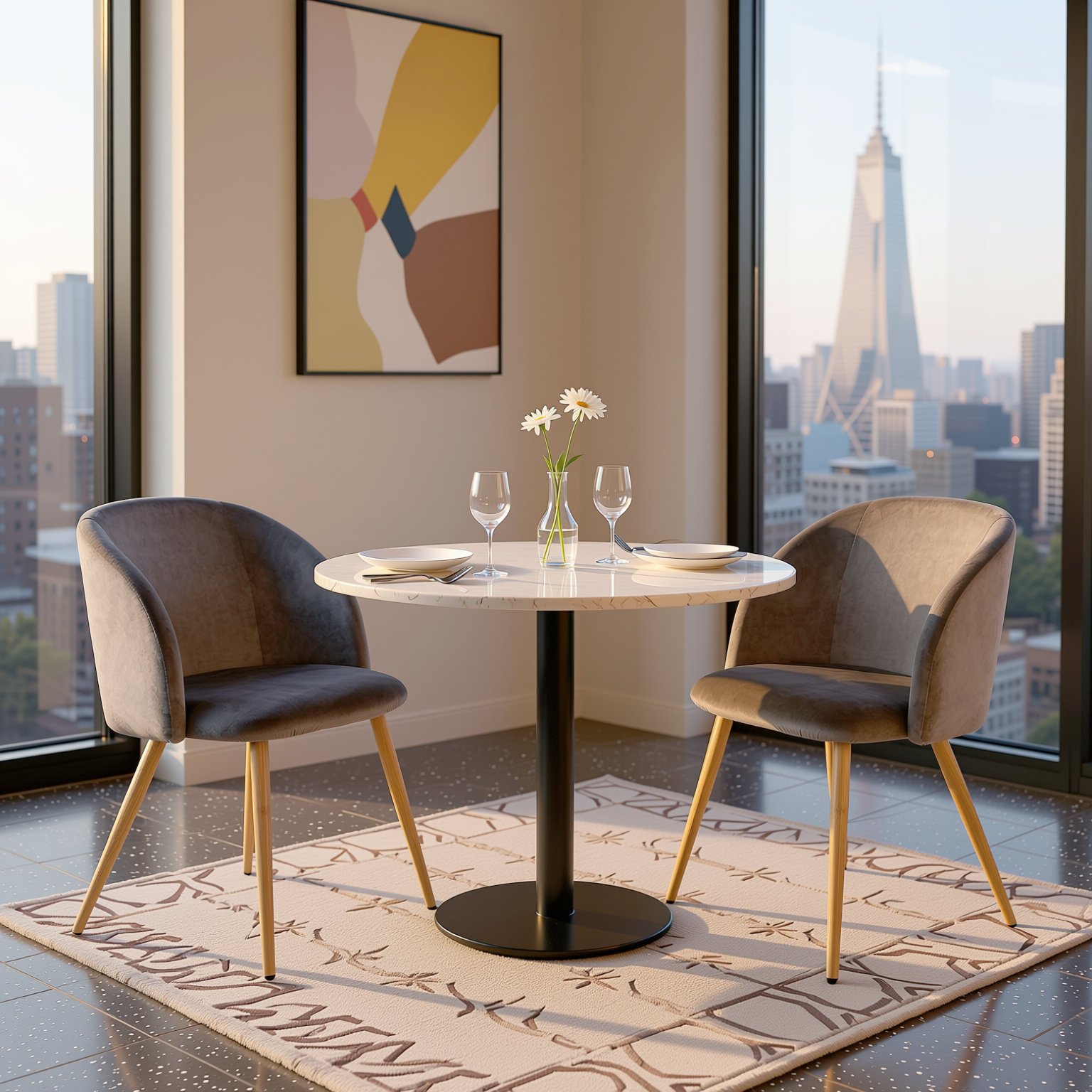 Homy Casa YNEZ 2PC Grey Velvet Leisure Chairs Modern Accent Chair for Living Room, Bedroom, Office