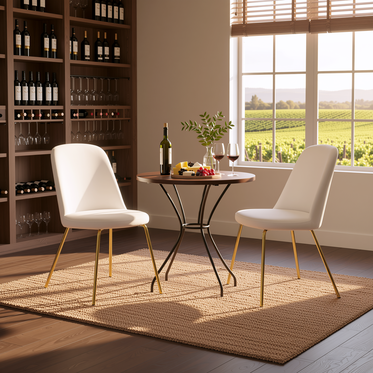Homy Casa Zanka Modern White Velvet Dining Chair Set of 2 in Golden Leg