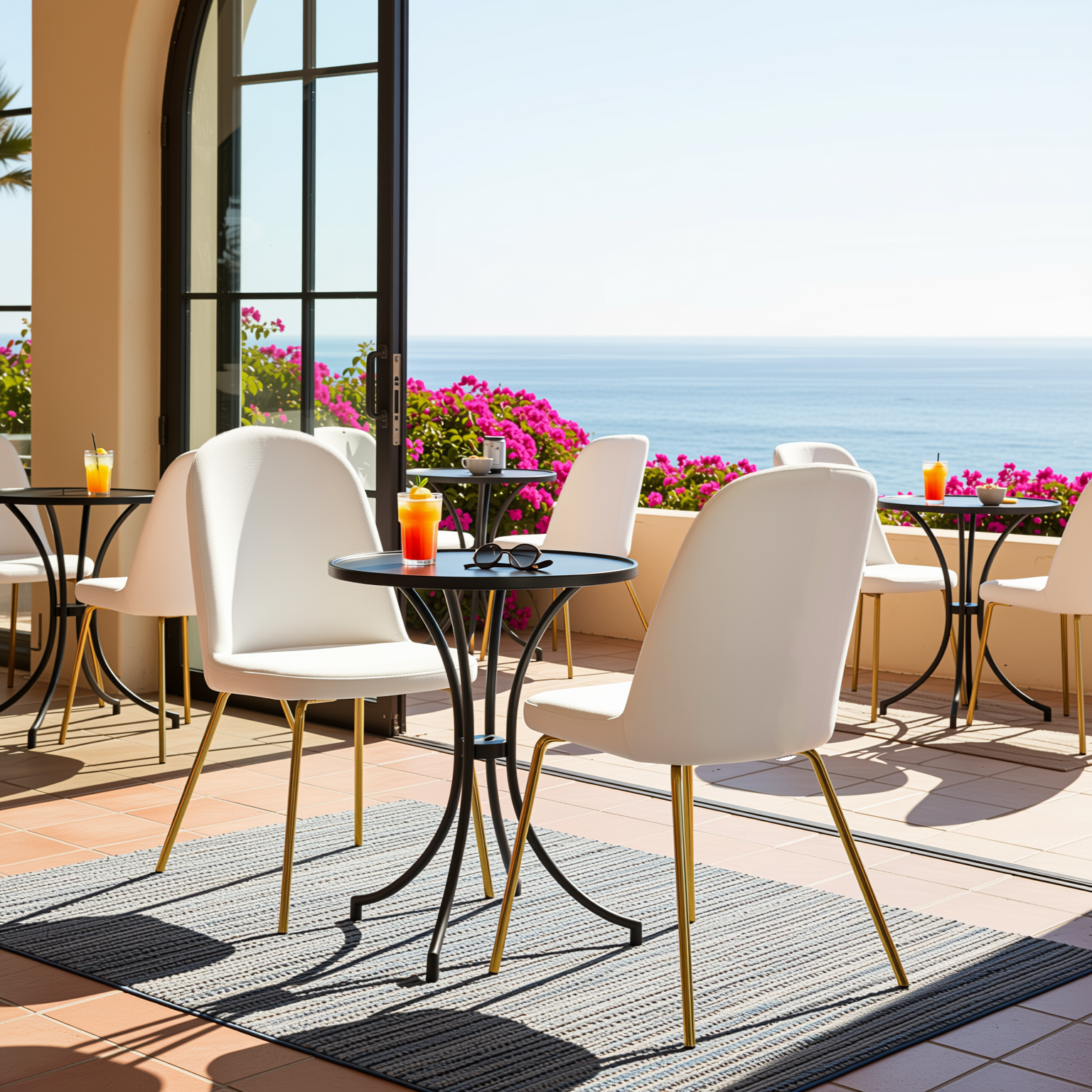Homy Casa Zanka Modern White Velvet Dining Chair Set of 2 in Golden Leg